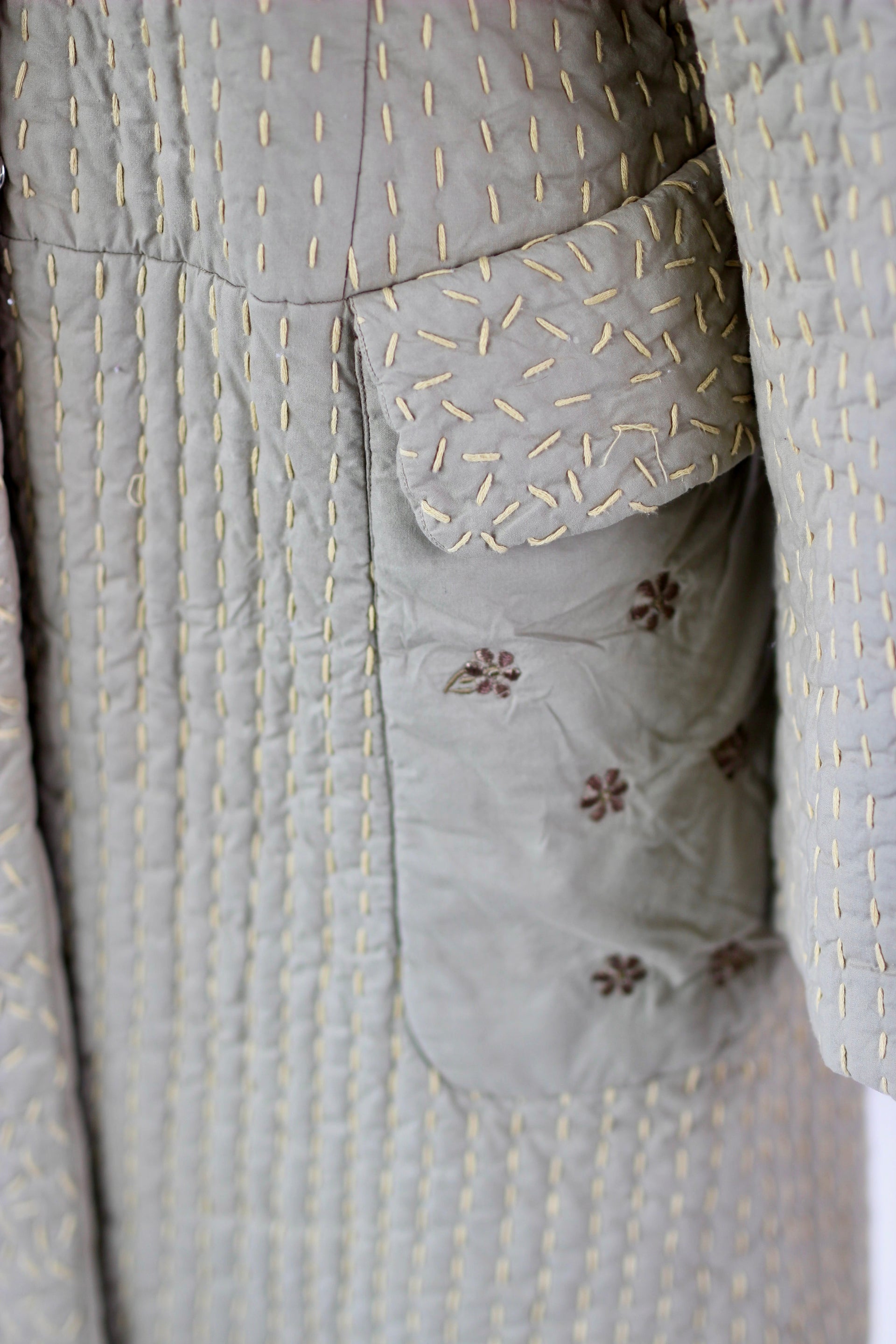 Y2K Quilted Camel/Grey Cotton Coat//Danish Design //Size M/L