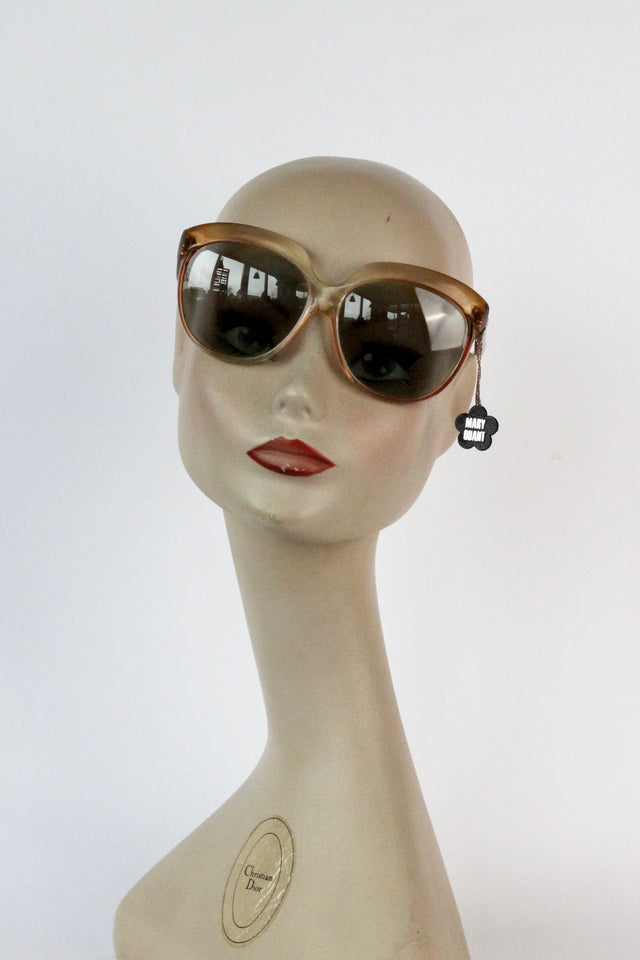 1960s Vintage Oversized Tortoise Drop Shaped Sunglassses with Tag.