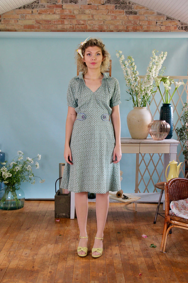 Y2K Vintage Does 1930s Cotton Day Dress // Size M