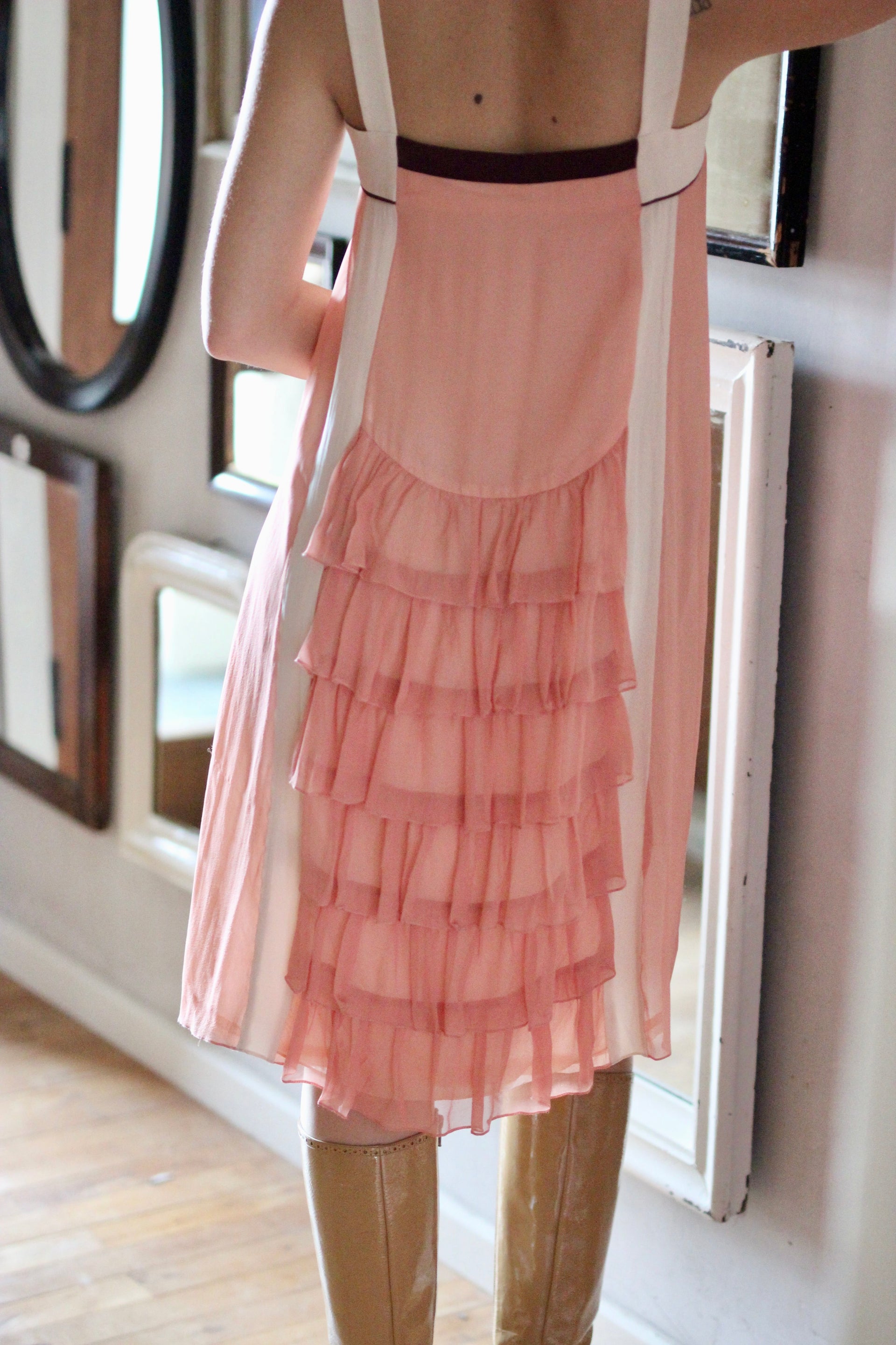 Pale Pink Silk Chiffon Dress - 1920s Inspired // Size S/M