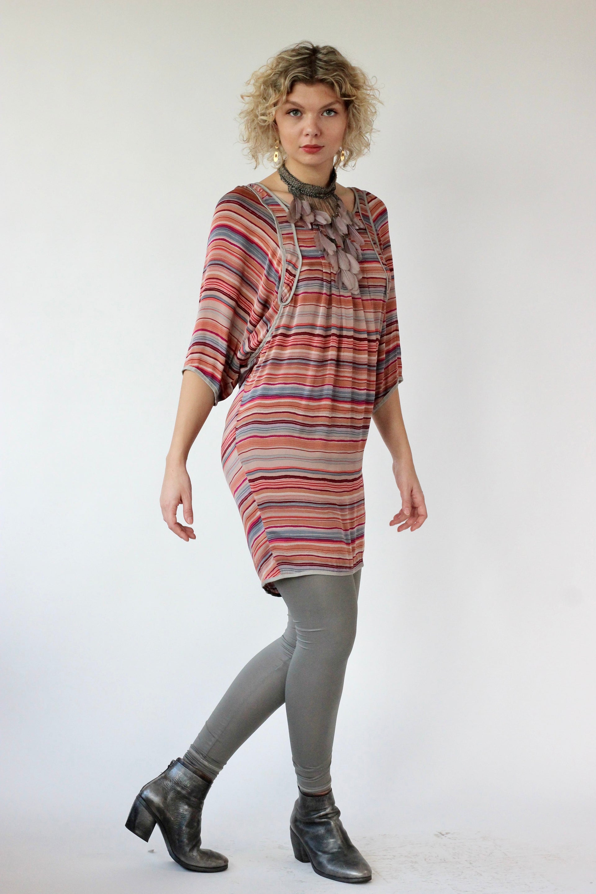 Y2K Vintage Multi Colored Mini Silk Dress//Danish Design//Size S