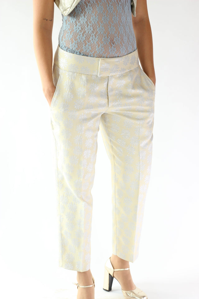 Vintage Y2K Low-waisted Pants with Silver Flowers // Danish Design // Size M/L