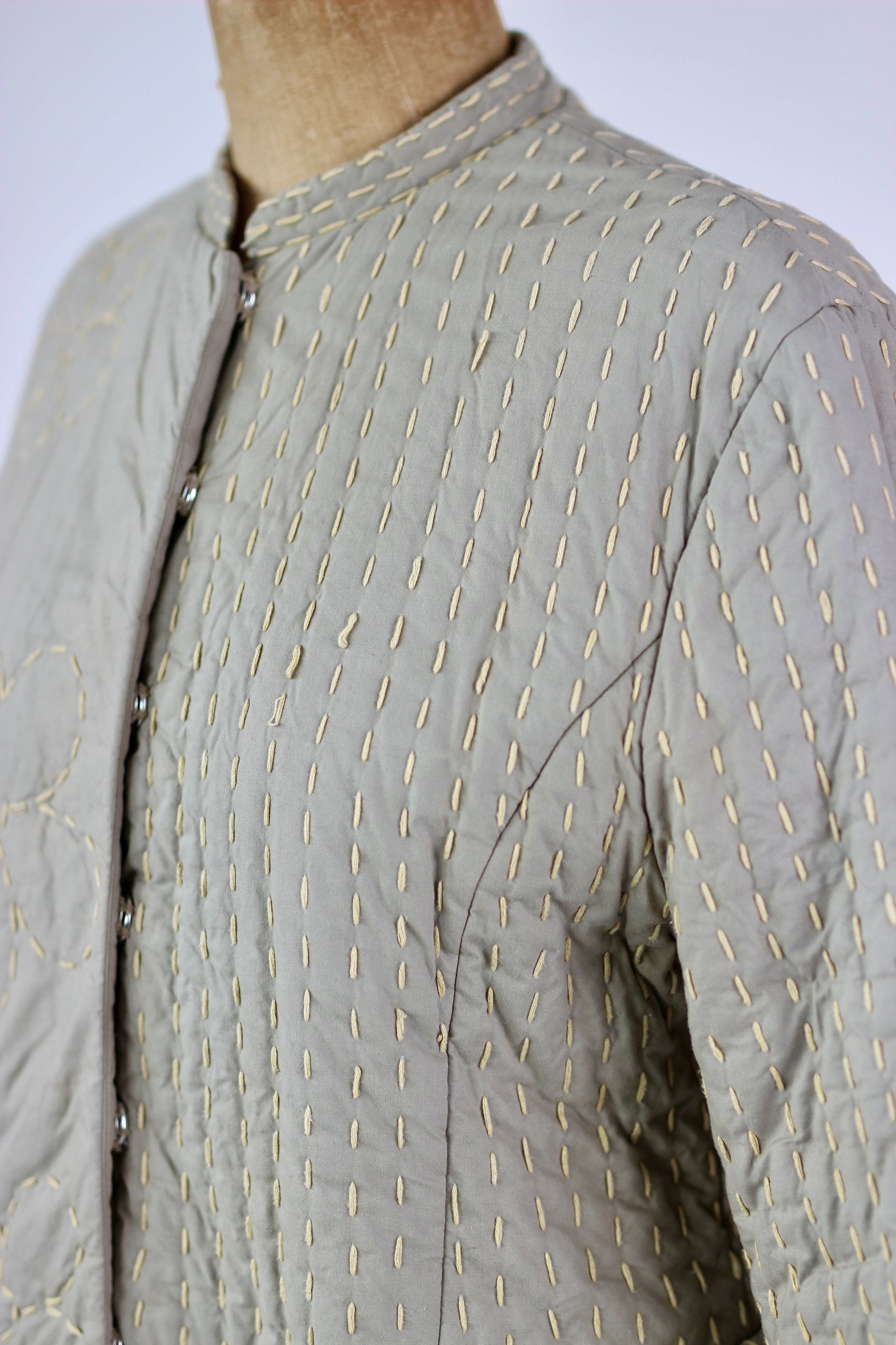 Y2K Quilted Camel/Grey Cotton Coat//Danish Design //Size M/L