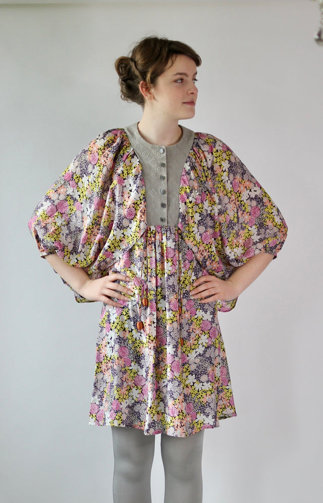 Y2K Flower Silk Dress//Danish Design//Size S