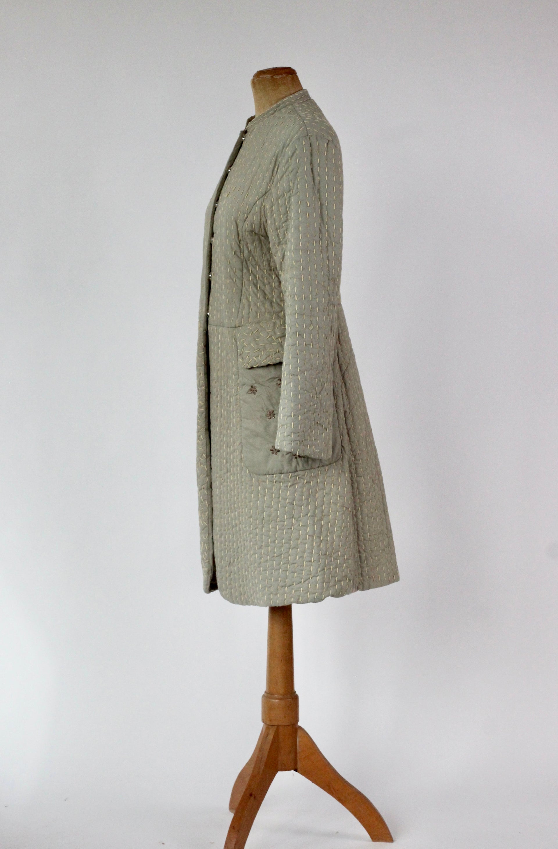 Y2K Quilted Camel/Grey Cotton Coat//Danish Design //Size M/L