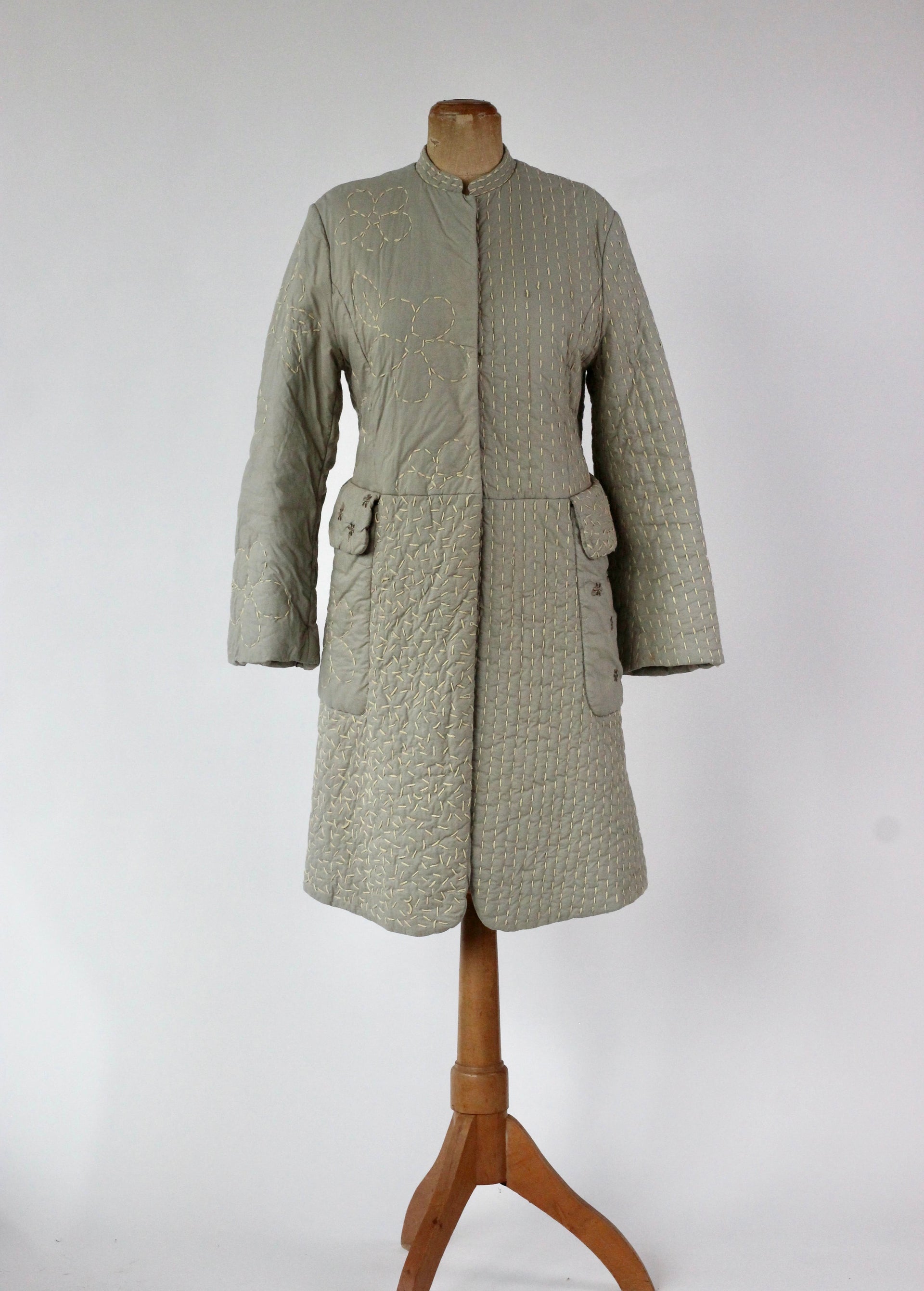 Y2K Quilted Camel/Grey Cotton Coat//Danish Design //Size M/L