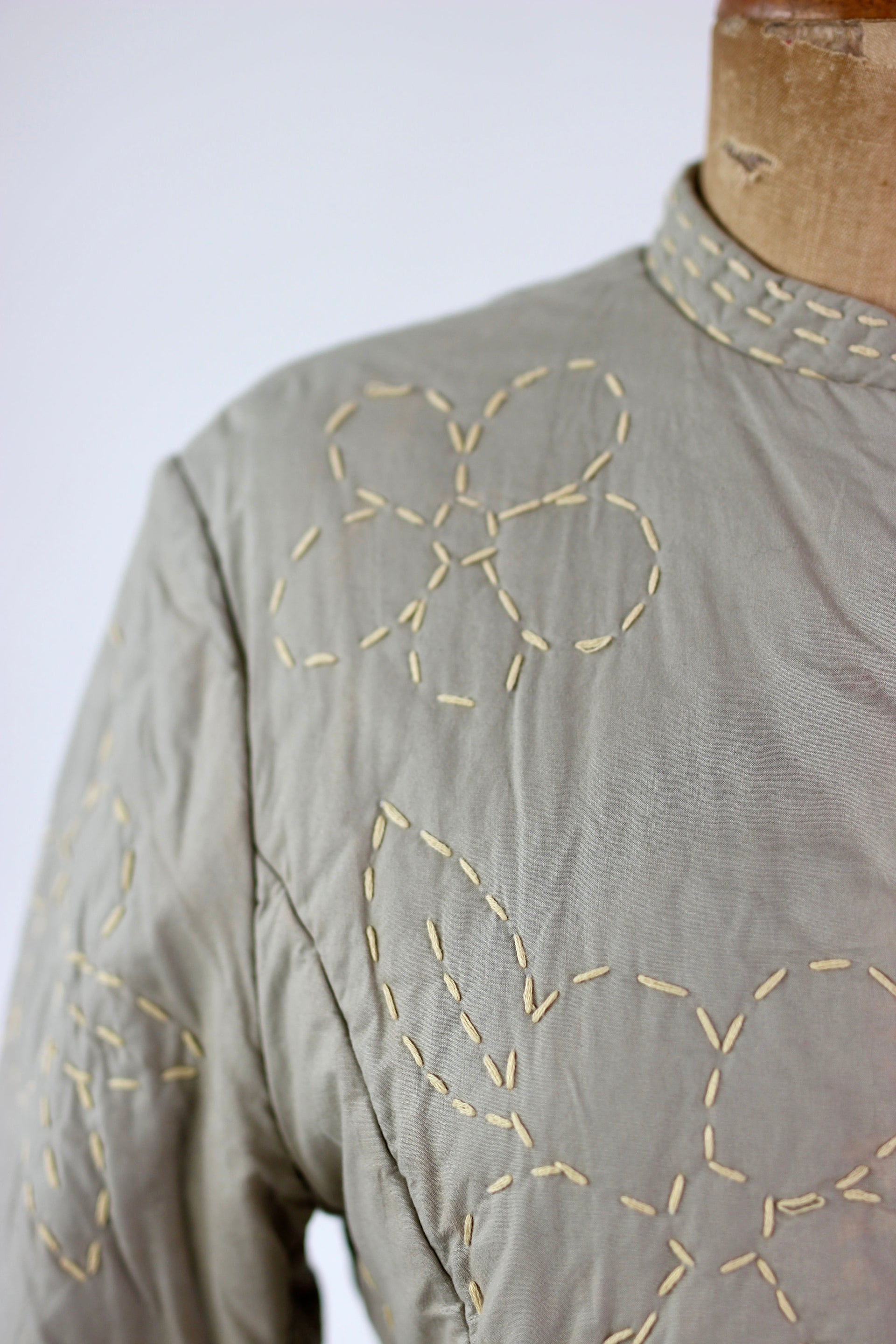 Y2K Quilted Camel/Grey Cotton Coat//Danish Design //Size M/L