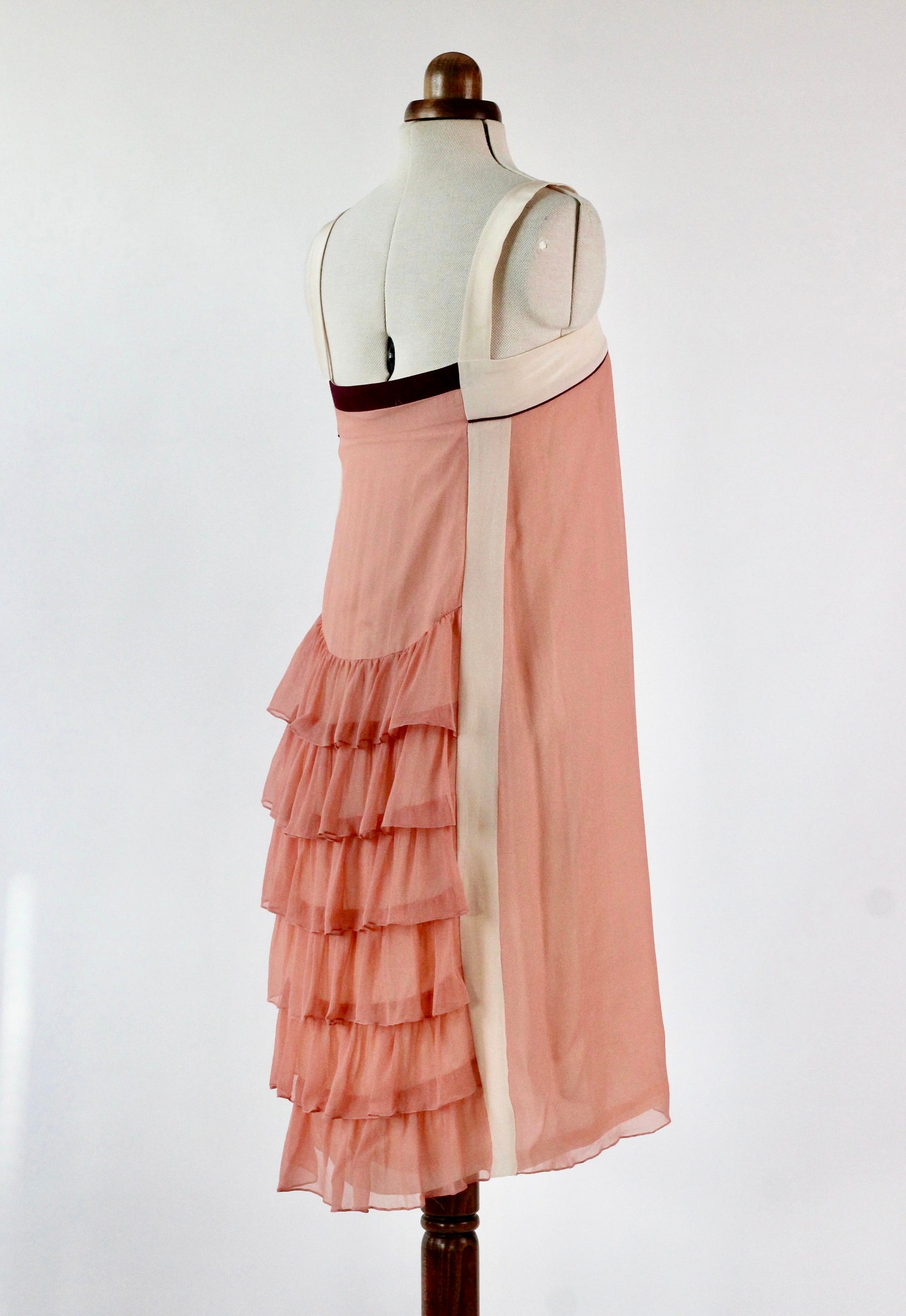 Pale Pink Silk Chiffon Dress - 1920s Inspired // Size S/M
