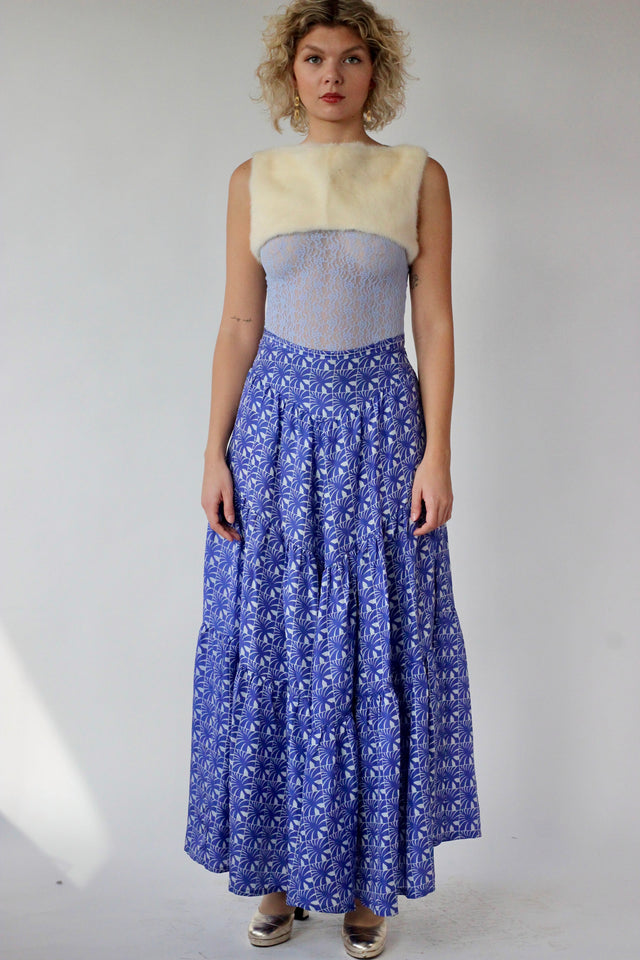 Y2K Vintage Purple and White Long Silk Skirt//Danish Design//Size S