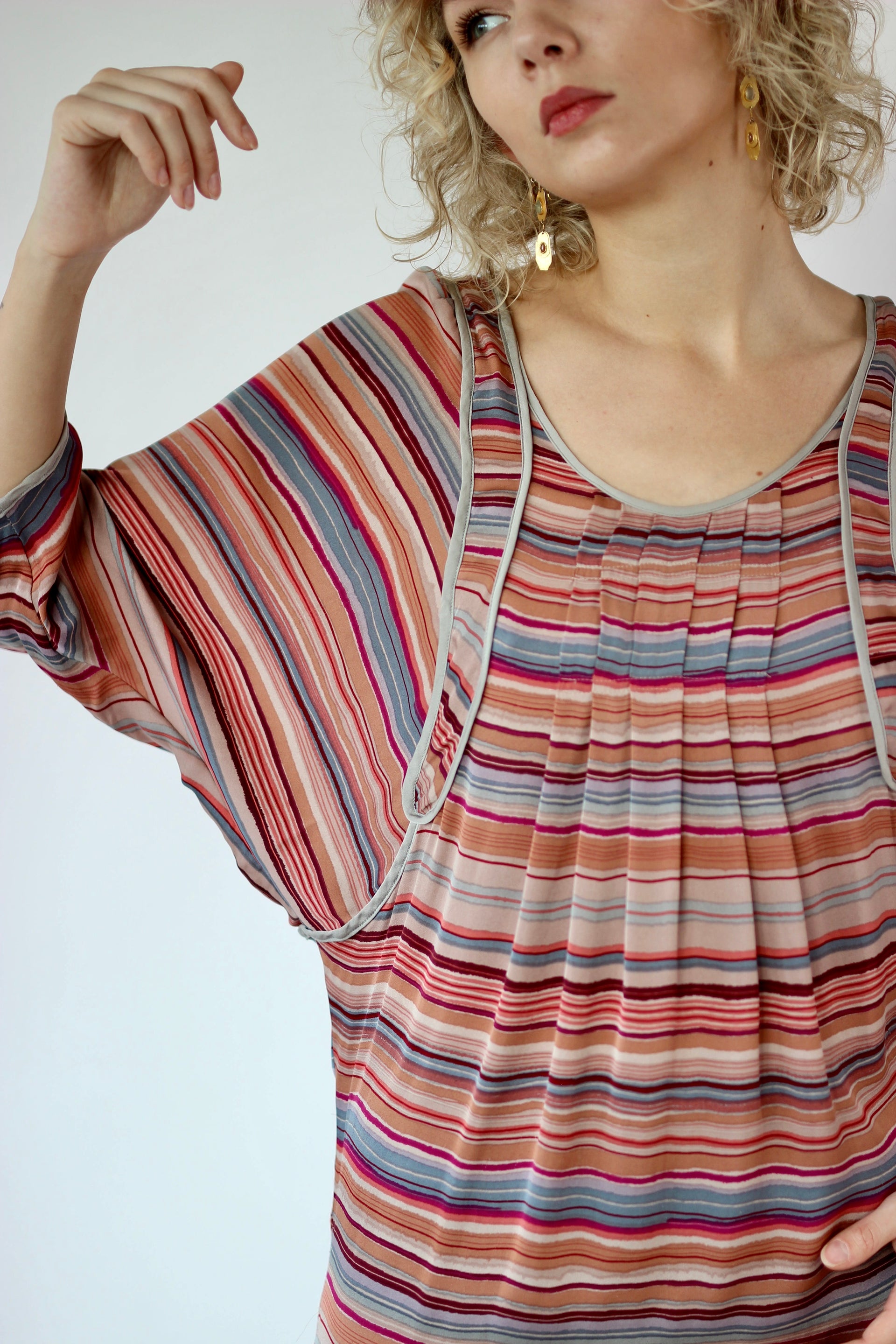 Y2K Vintage Multi Colored Mini Silk Dress//Danish Design//Size S