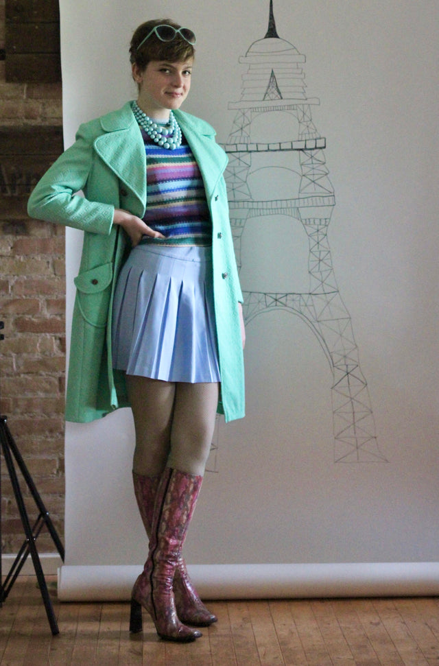 1960s Mint Green Mod Coat//Size M