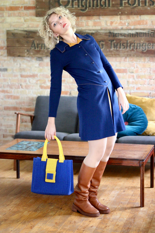 1960s Vintage Wool Mod Dress//Size M