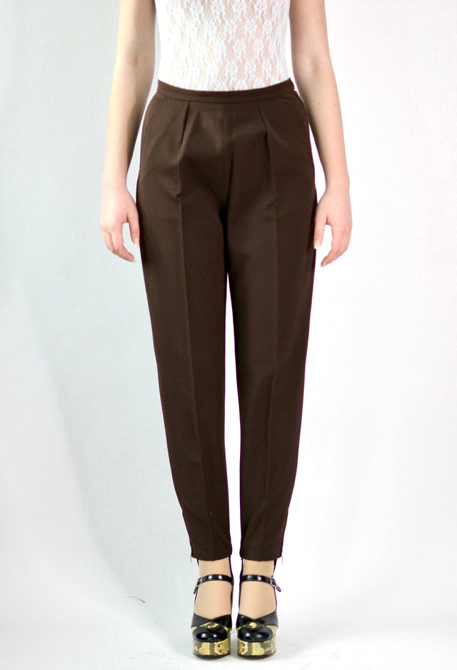 1950s 1960s Womans High Waisted Brown Pants//Size M