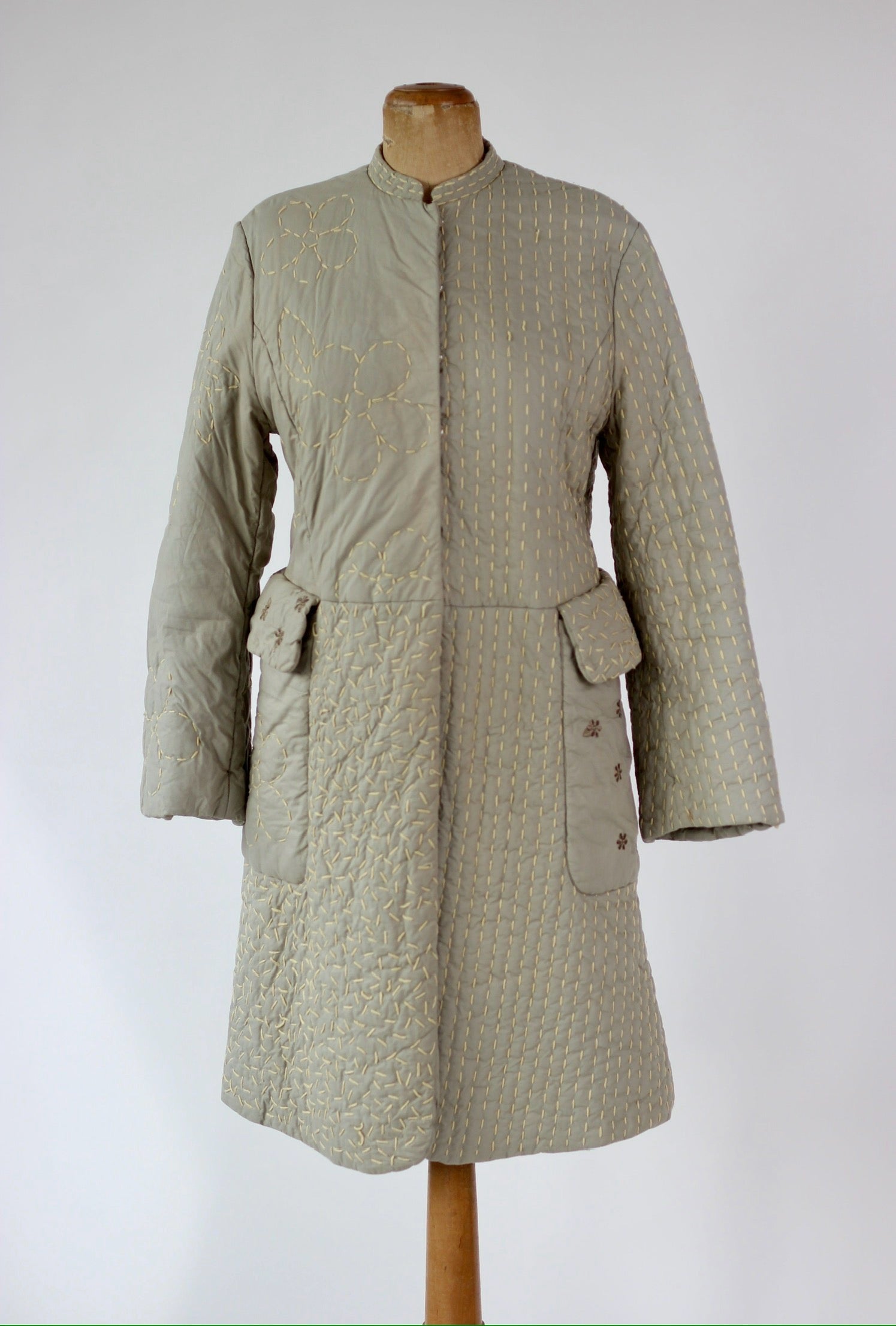 Y2K Quilted Camel/Grey Cotton Coat//Danish Design //Size M/L
