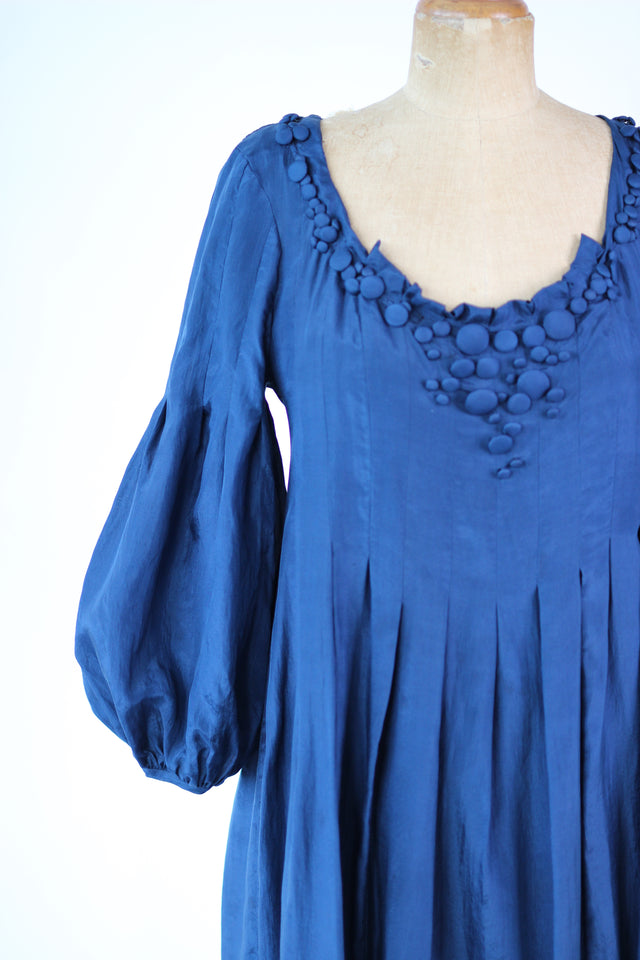 Y2K Vintage Blue Silk Dress//Danish Design//Size M