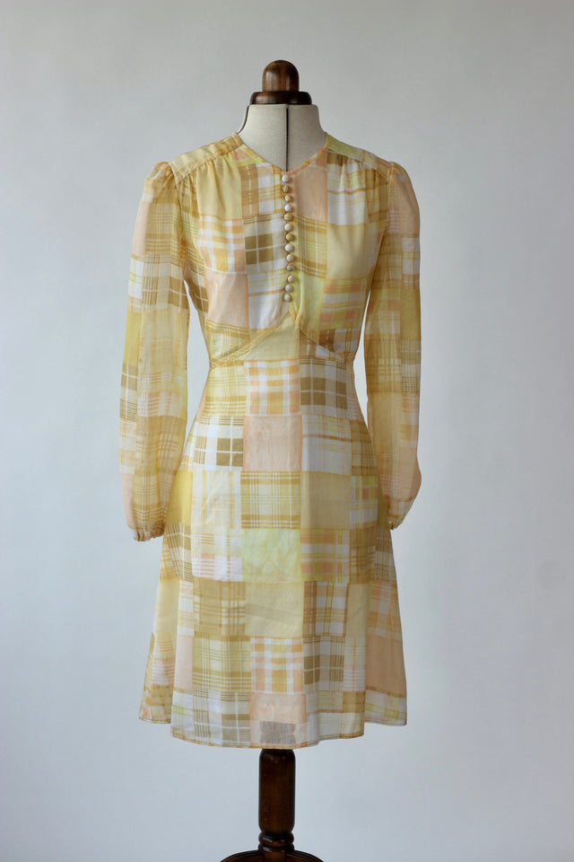 1960s Pastel Semi Sheer Dress//Size S/M
