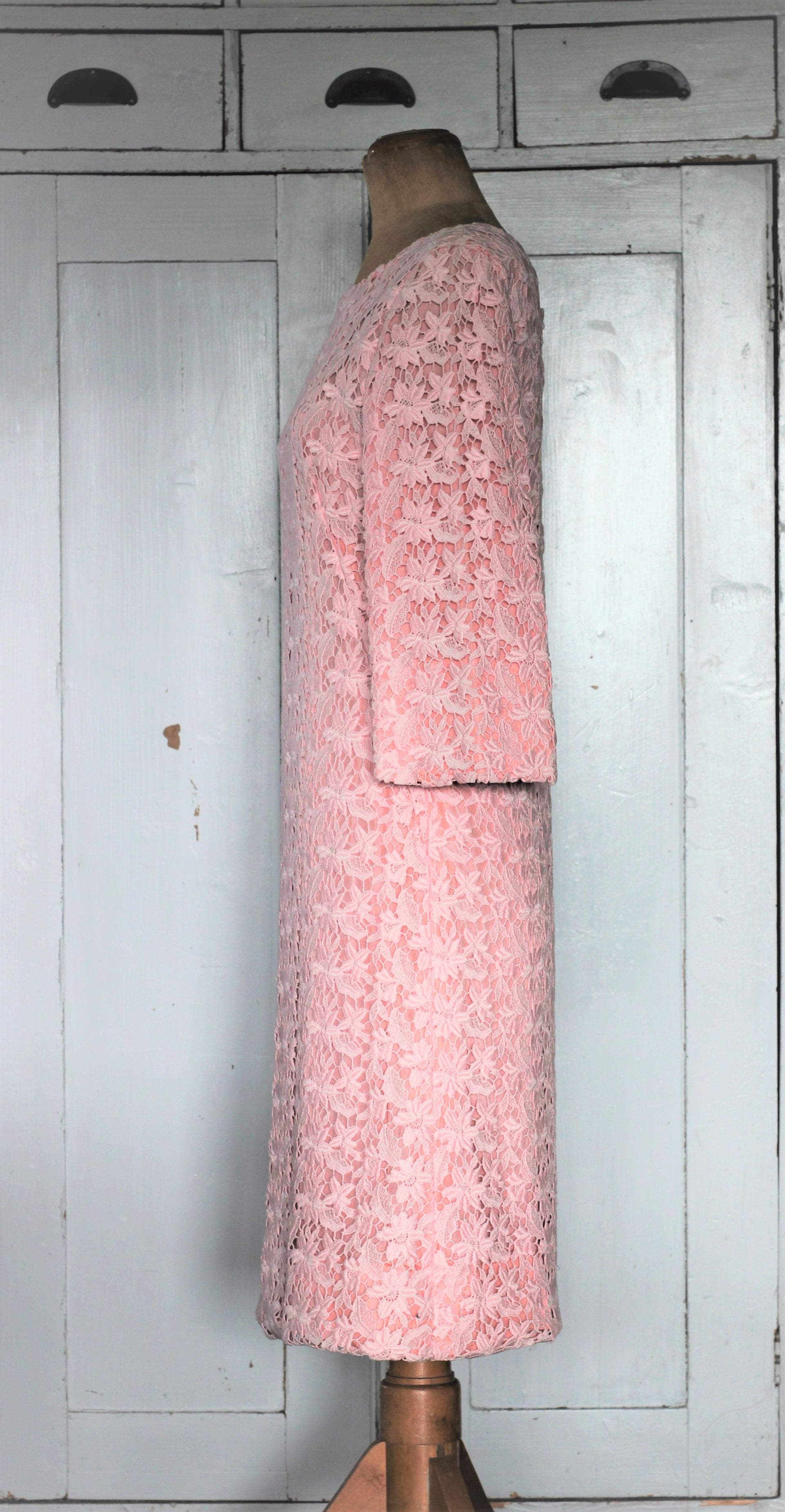 1960's Pink Cotton Lace Dress