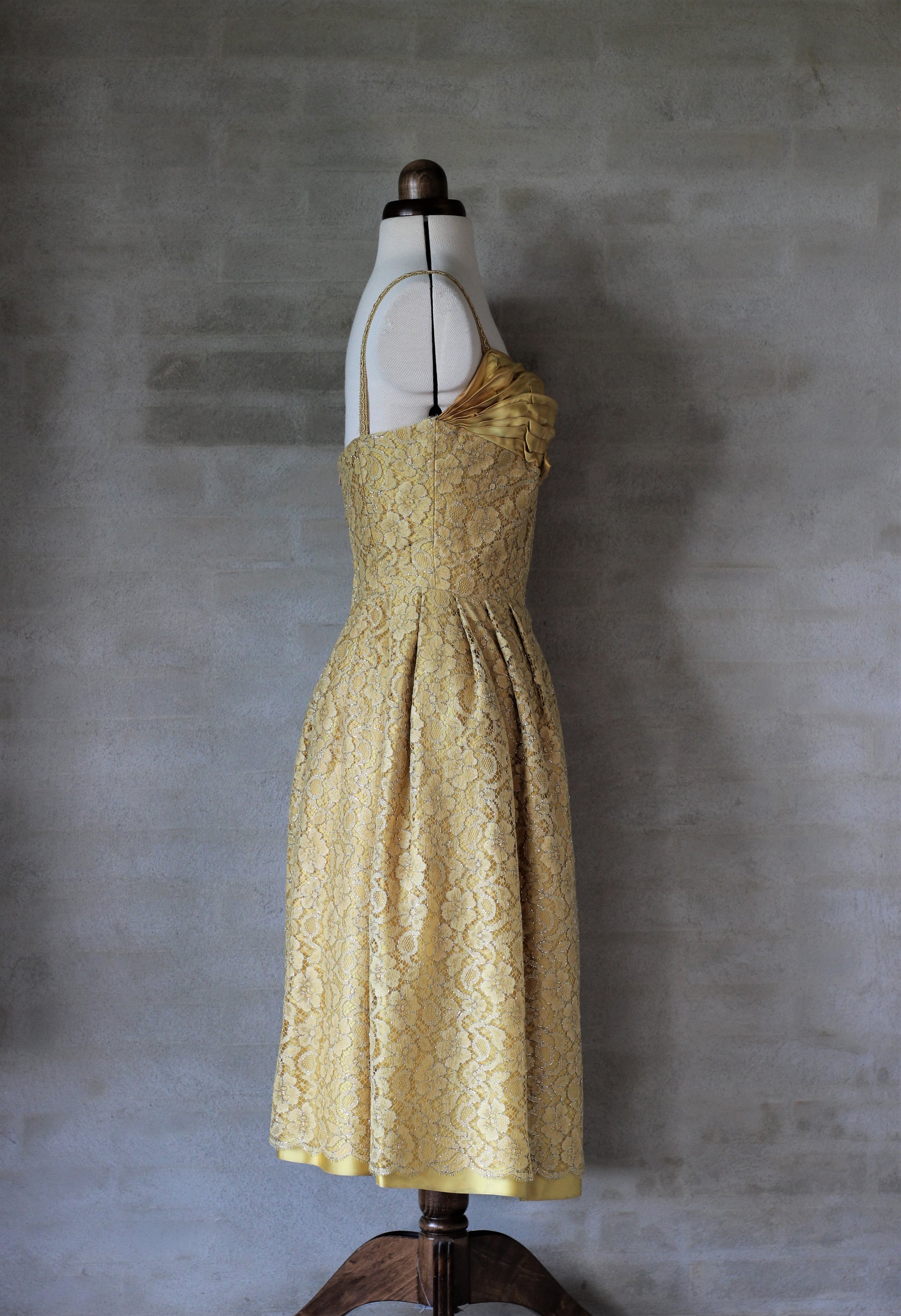 1950s Yellow Lace Dress