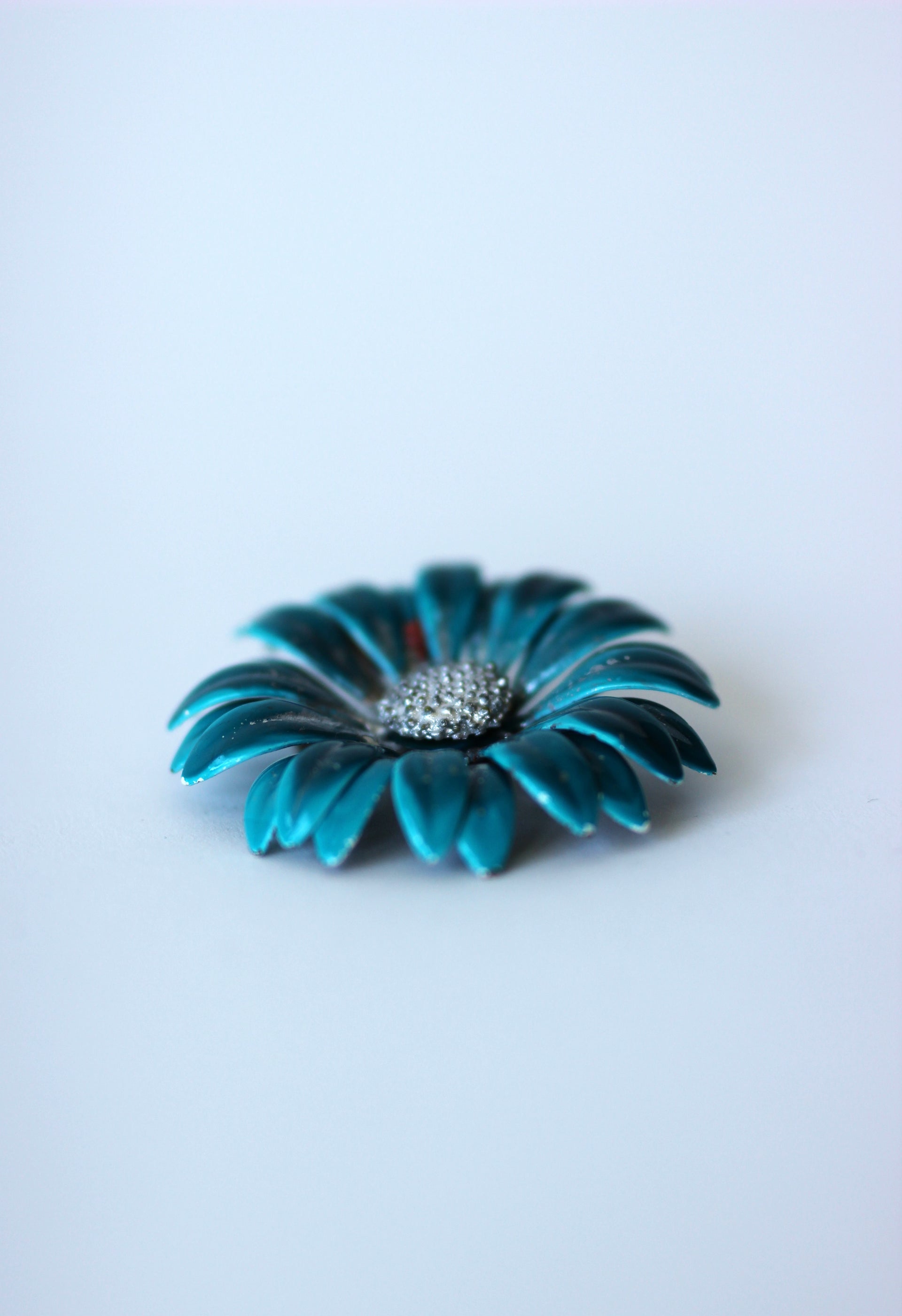 Metal Painted Blue Flower Brooch
