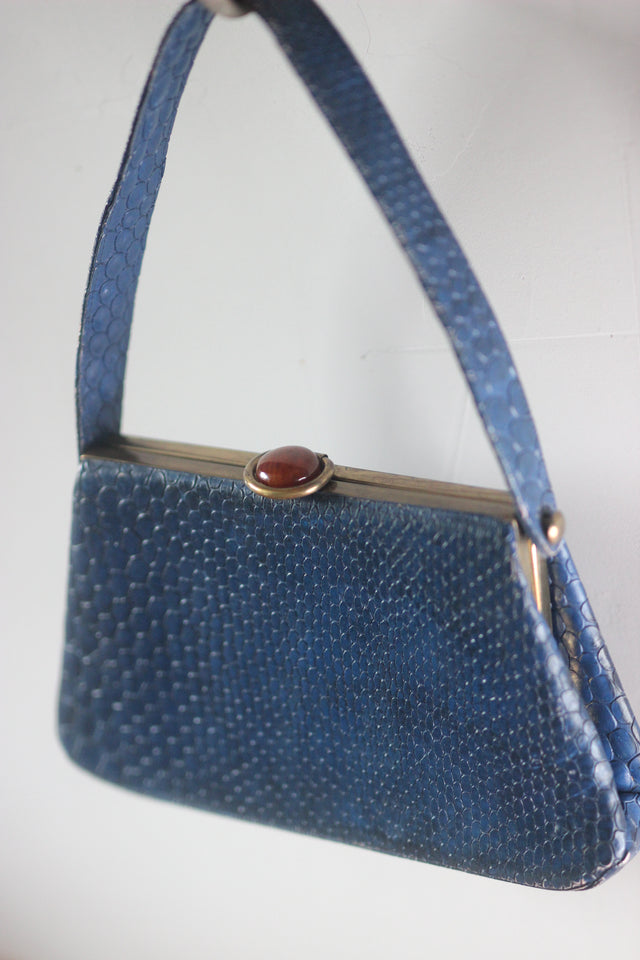 1920s Art Deco Blue Handbag