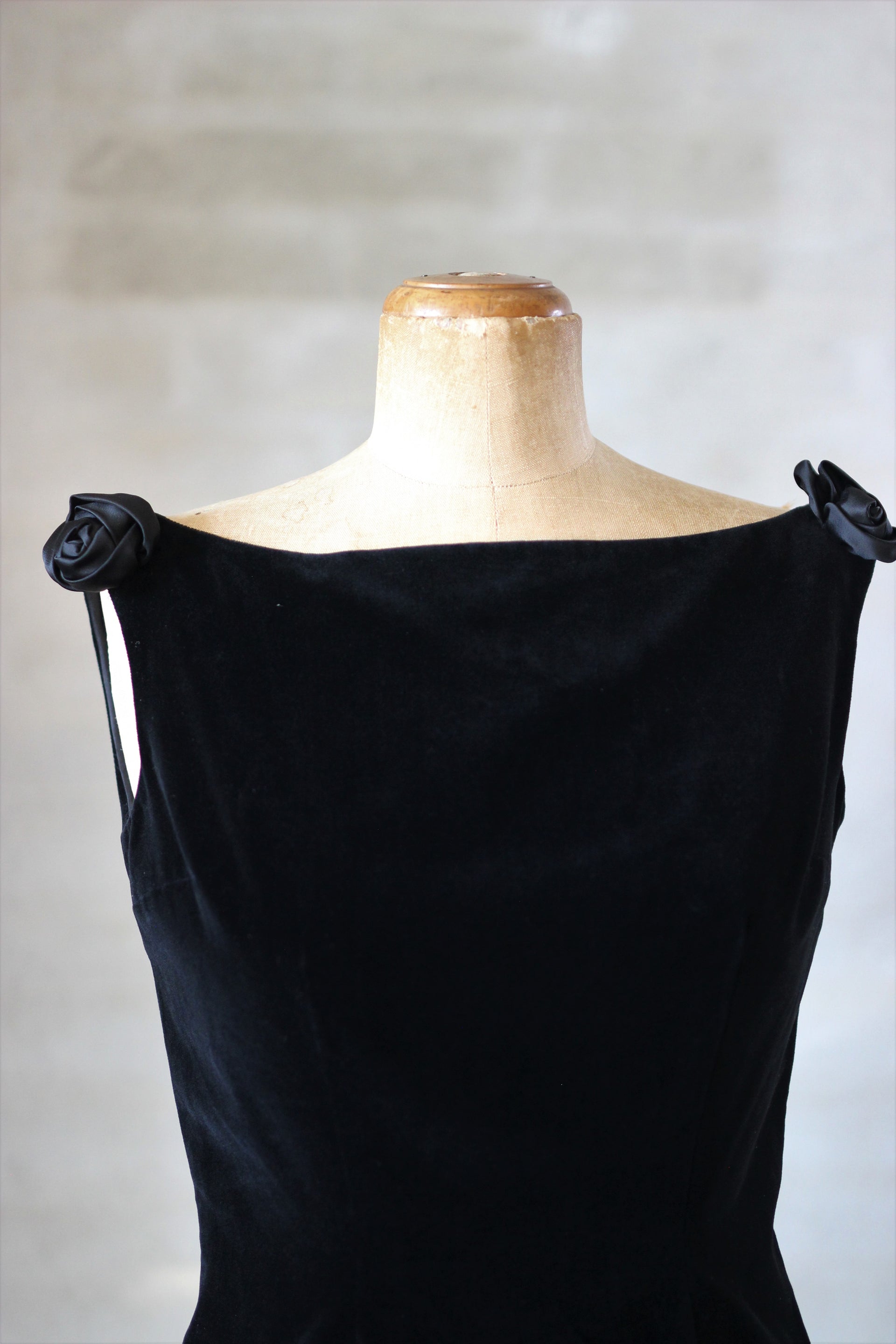 1960s Vintage Black Velvet Dress/Magasin//Size M