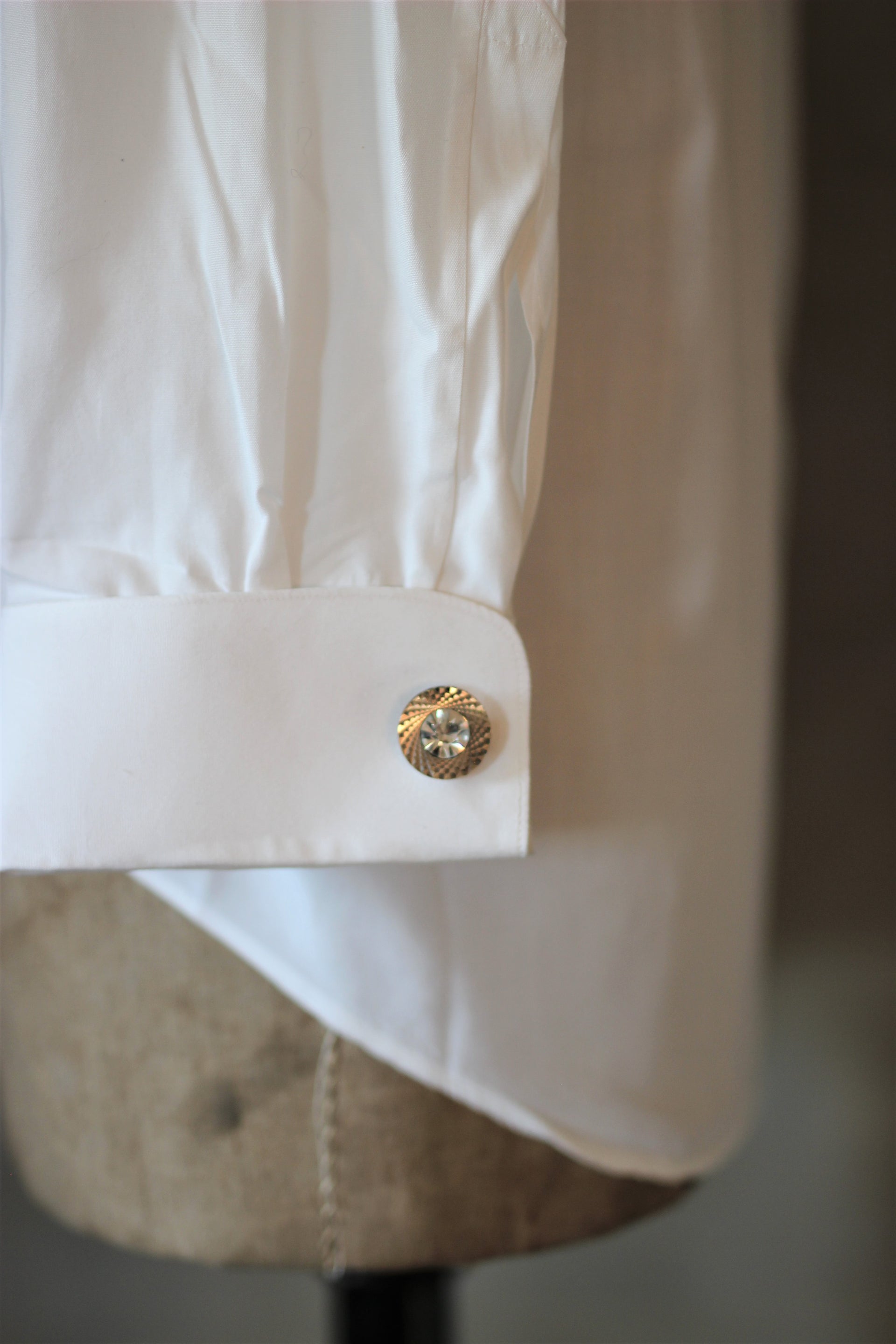1970s Metal Cufflinks with cut Glass