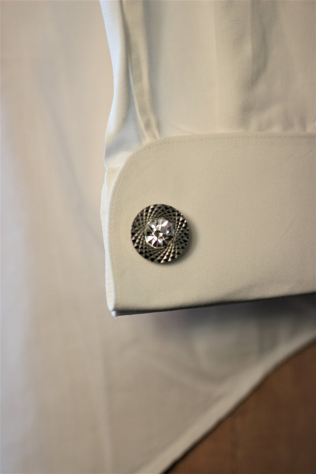 1970s Metal Cufflinks with cut Glass