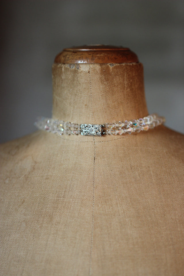 1950s 1960s Two Stand Faceted Crystal Necklace 2