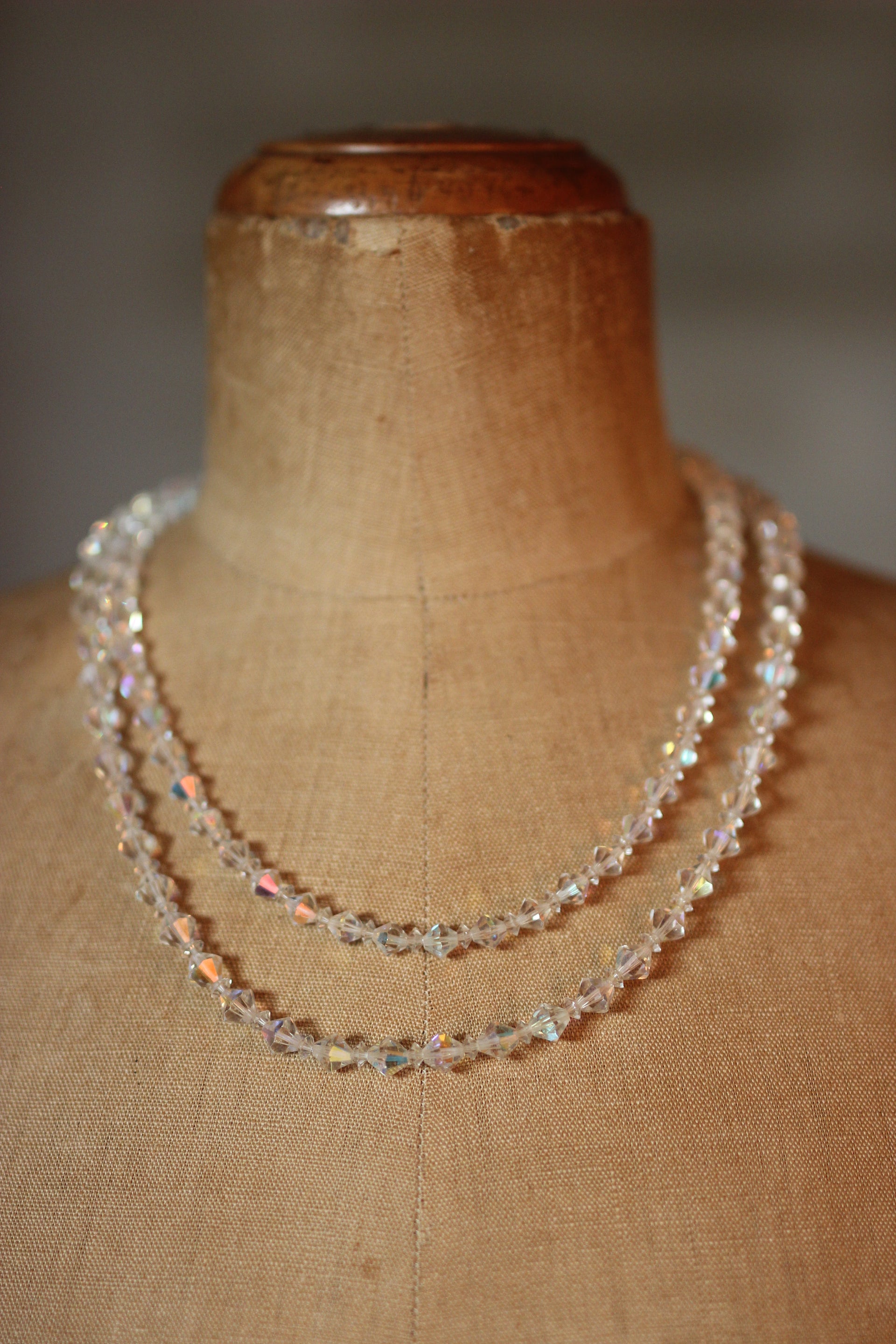 1950s 1960s  Two Stand Faceted Crystal Necklace 2