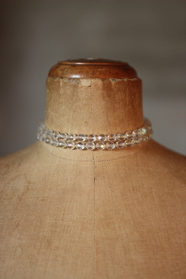 Vintage One Stand Faceted Crystal Necklace