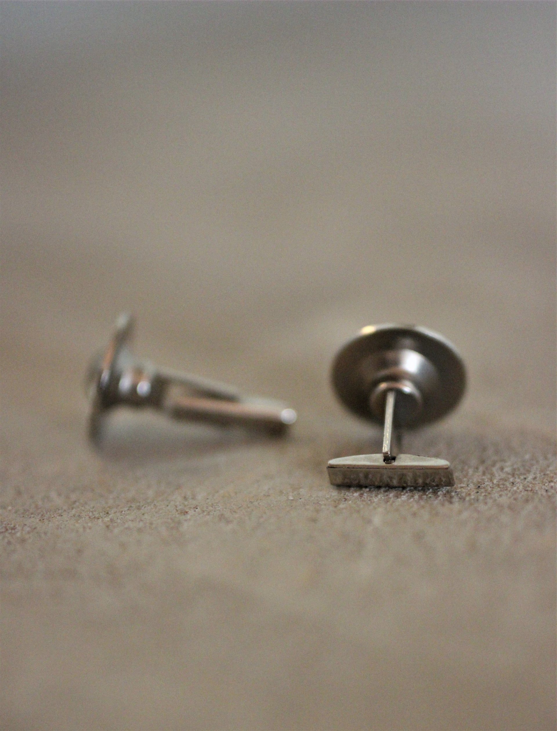 1970s Metal Cufflinks with cut Glass
