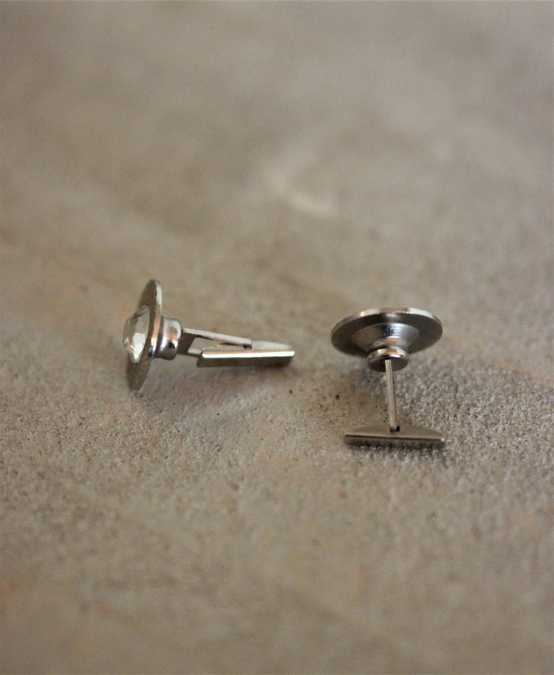 1970s Metal Cufflinks with cut Glass