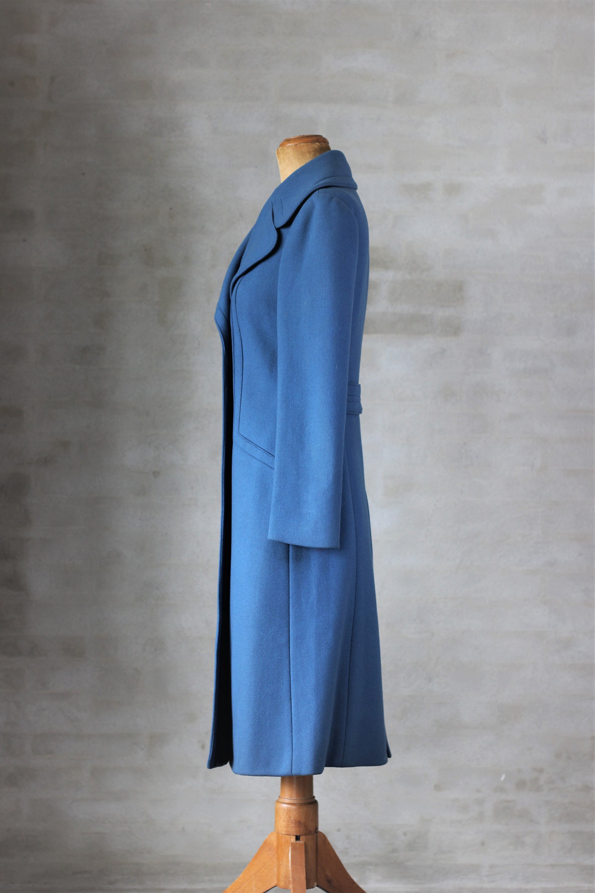 1970s Blue Double breasted Coat Made in Italy//Size M