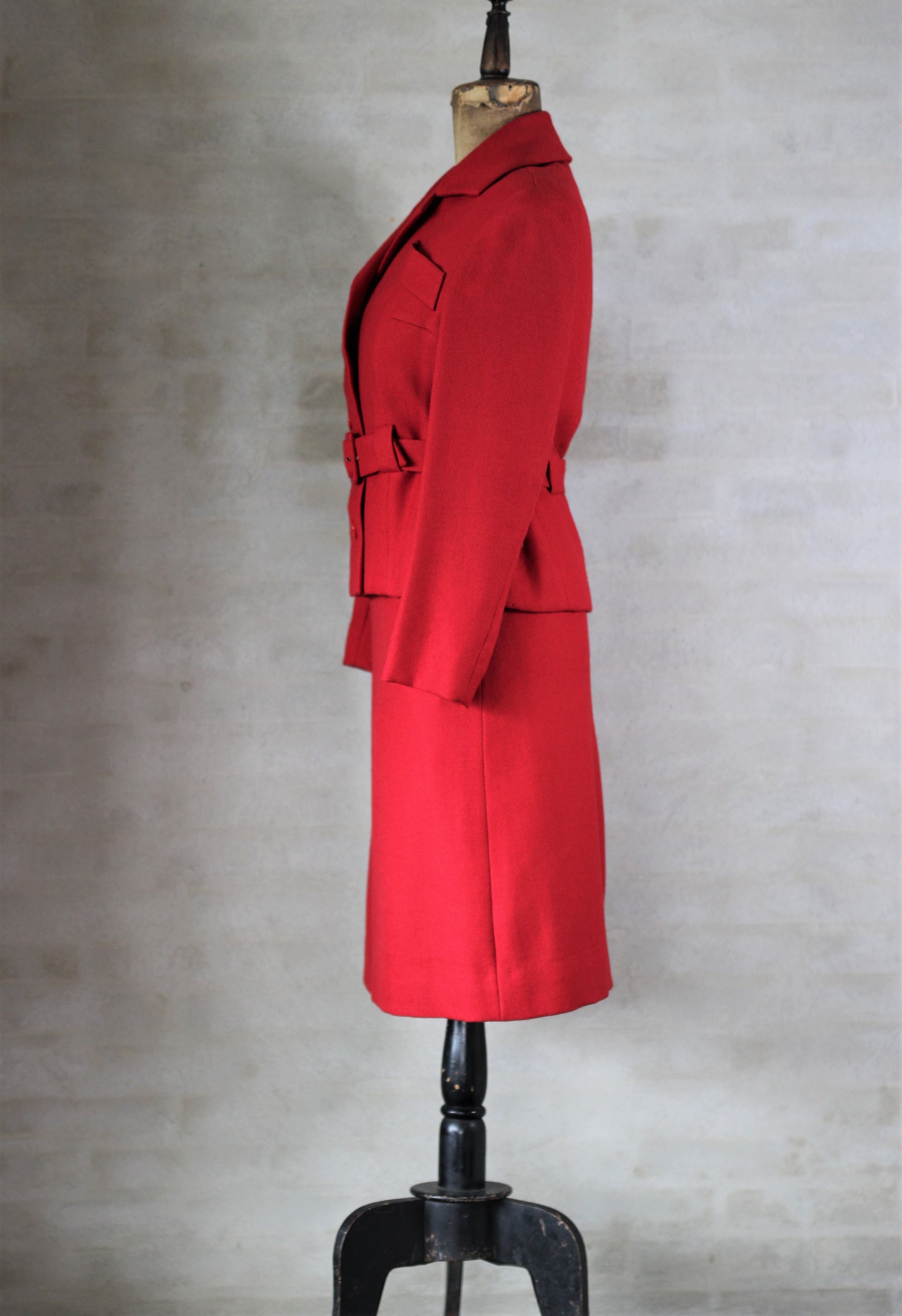 1960s Cherry Wool Skirt Suit// Size M