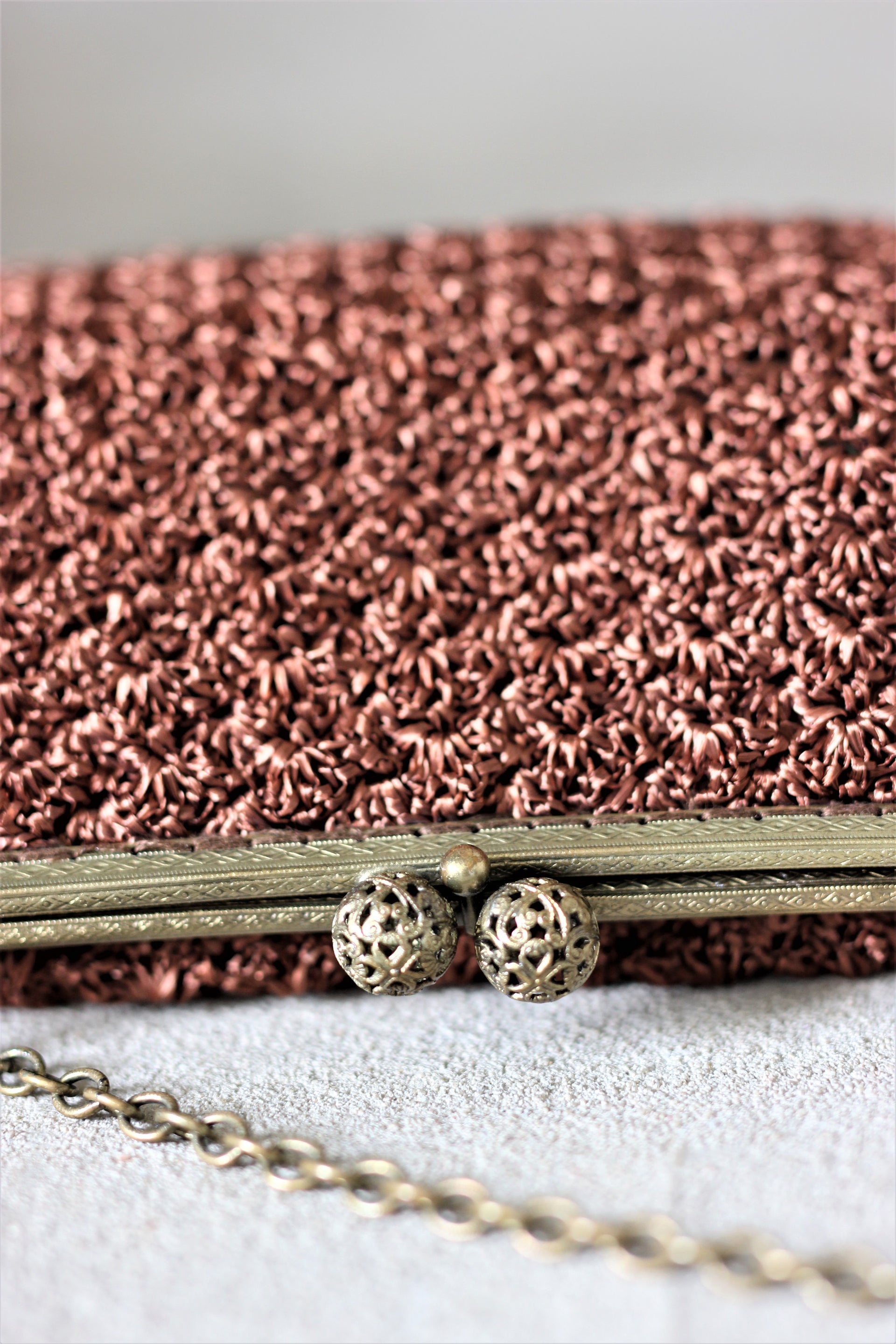 1960s Brown Crocheted Bag