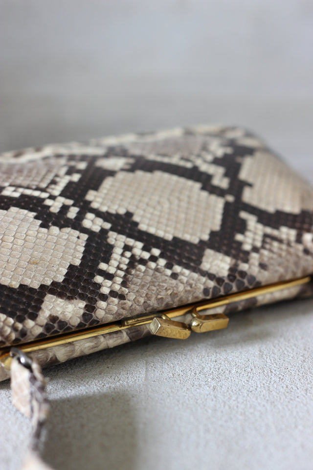 1950s Snake Skin/Leather Top Handle Bag