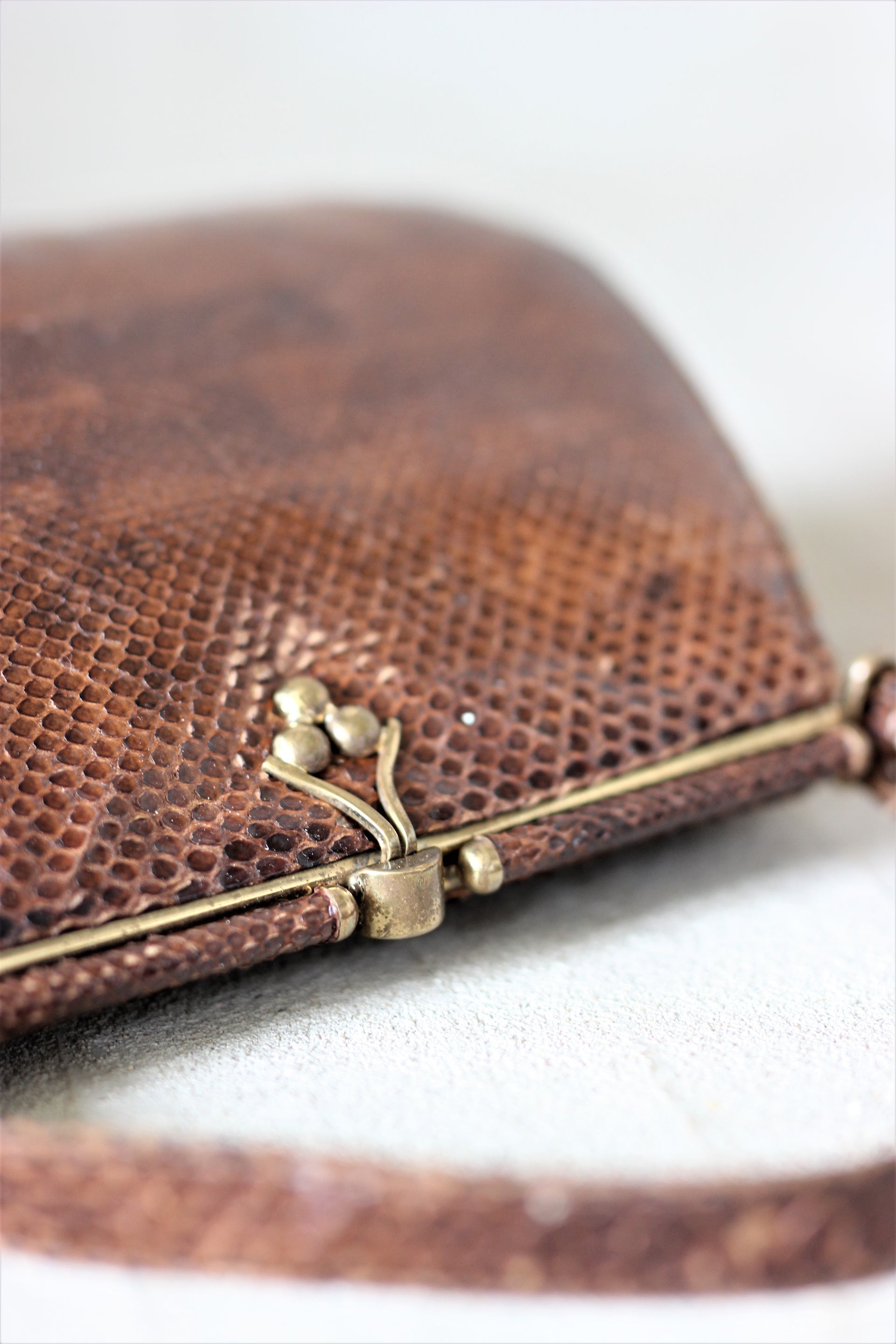 1940s/1950s Leather Top Handle Bag with Golden Closure