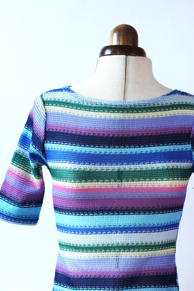 1990s Colorful Striped Knit Top//Size S