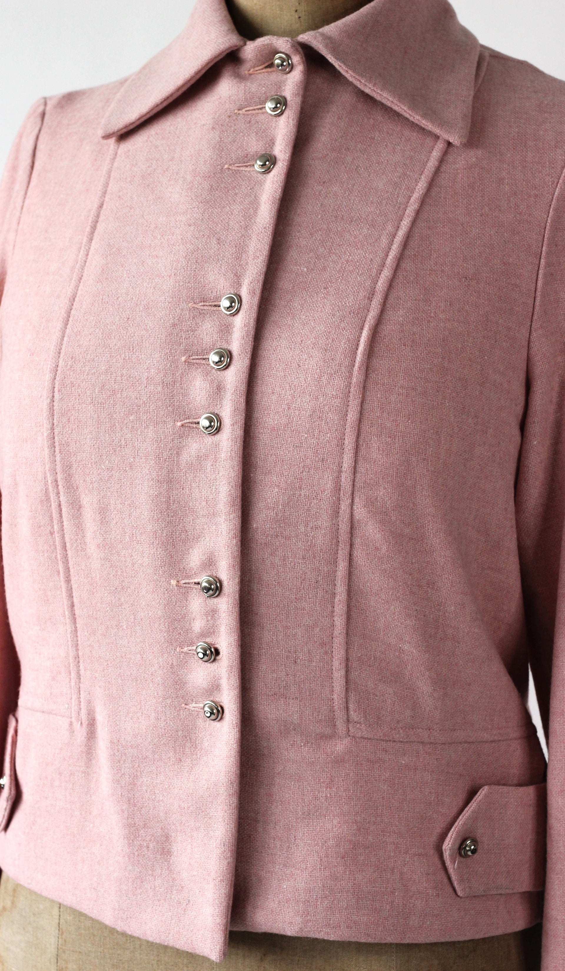 1960/70s Pink Wool Jacket with Silver Buttons
