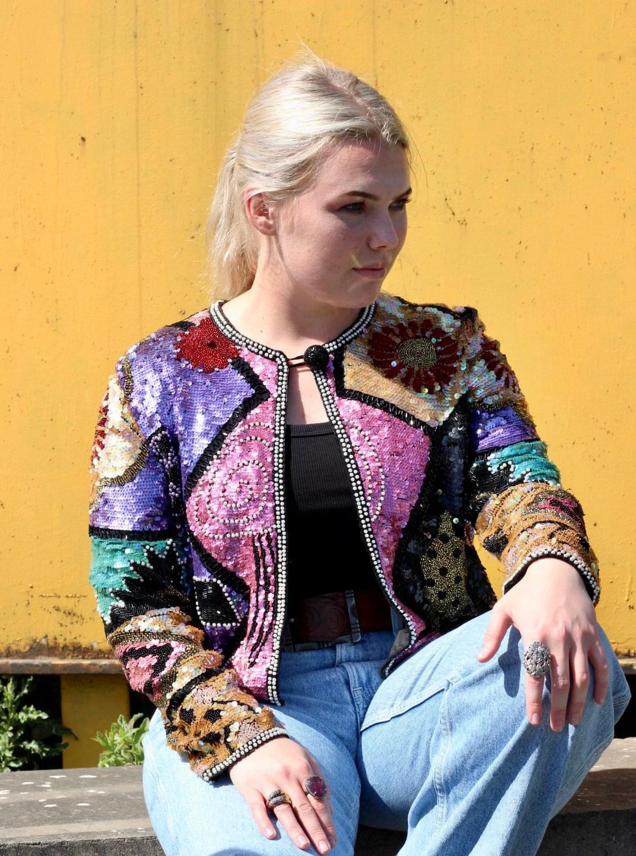 Vintage Beaded Sequin Jacket//Size M/L