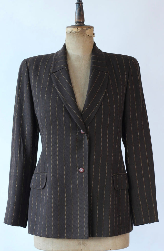 1980s Brown Wool Blazer //Size M/L