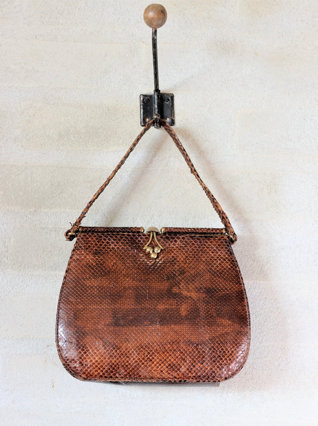 1940s/1950s Leather Top Handle Bag with Golden Closure