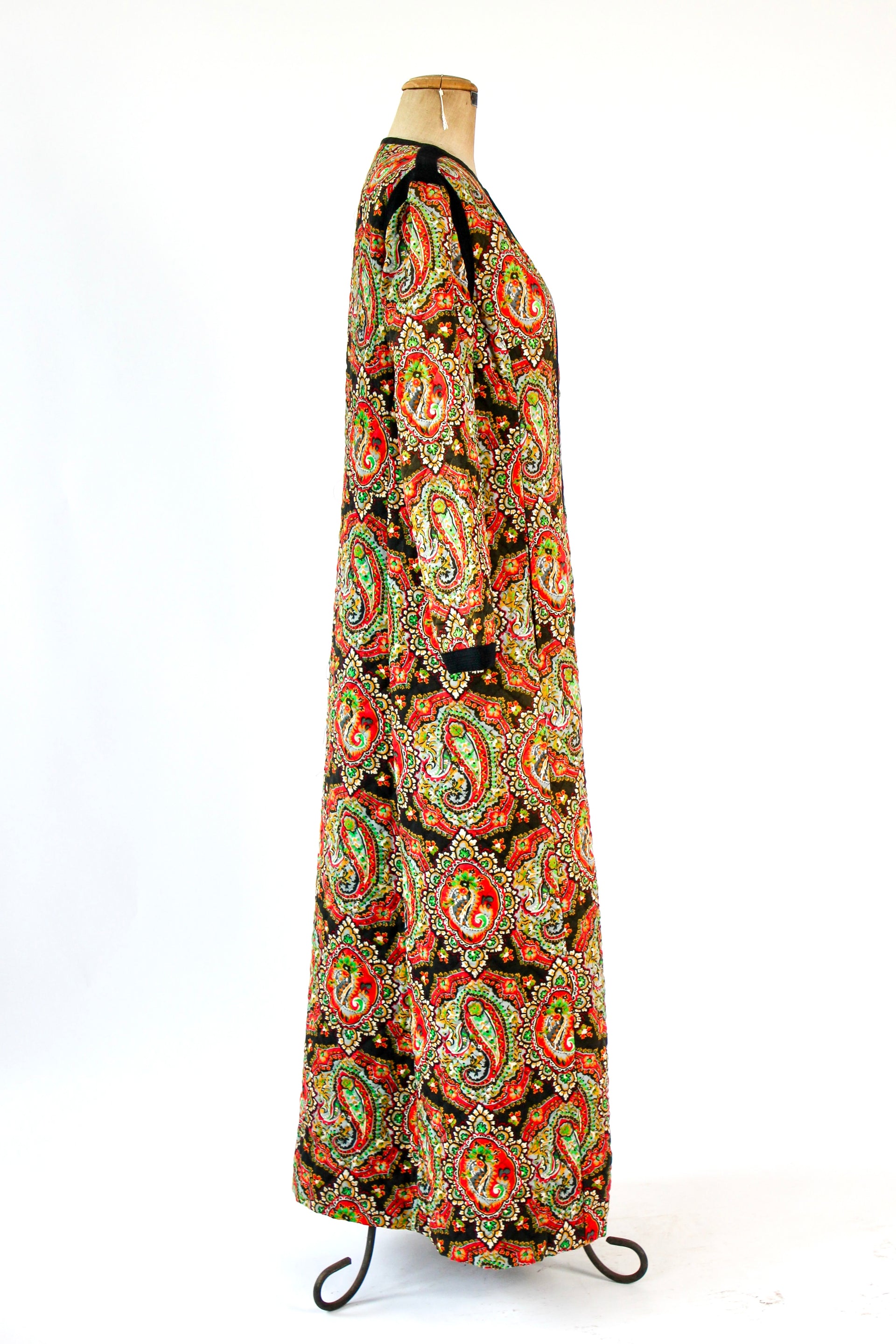 1960s 1970s Vintage Quilted Maxi Dress / Coat//Size M