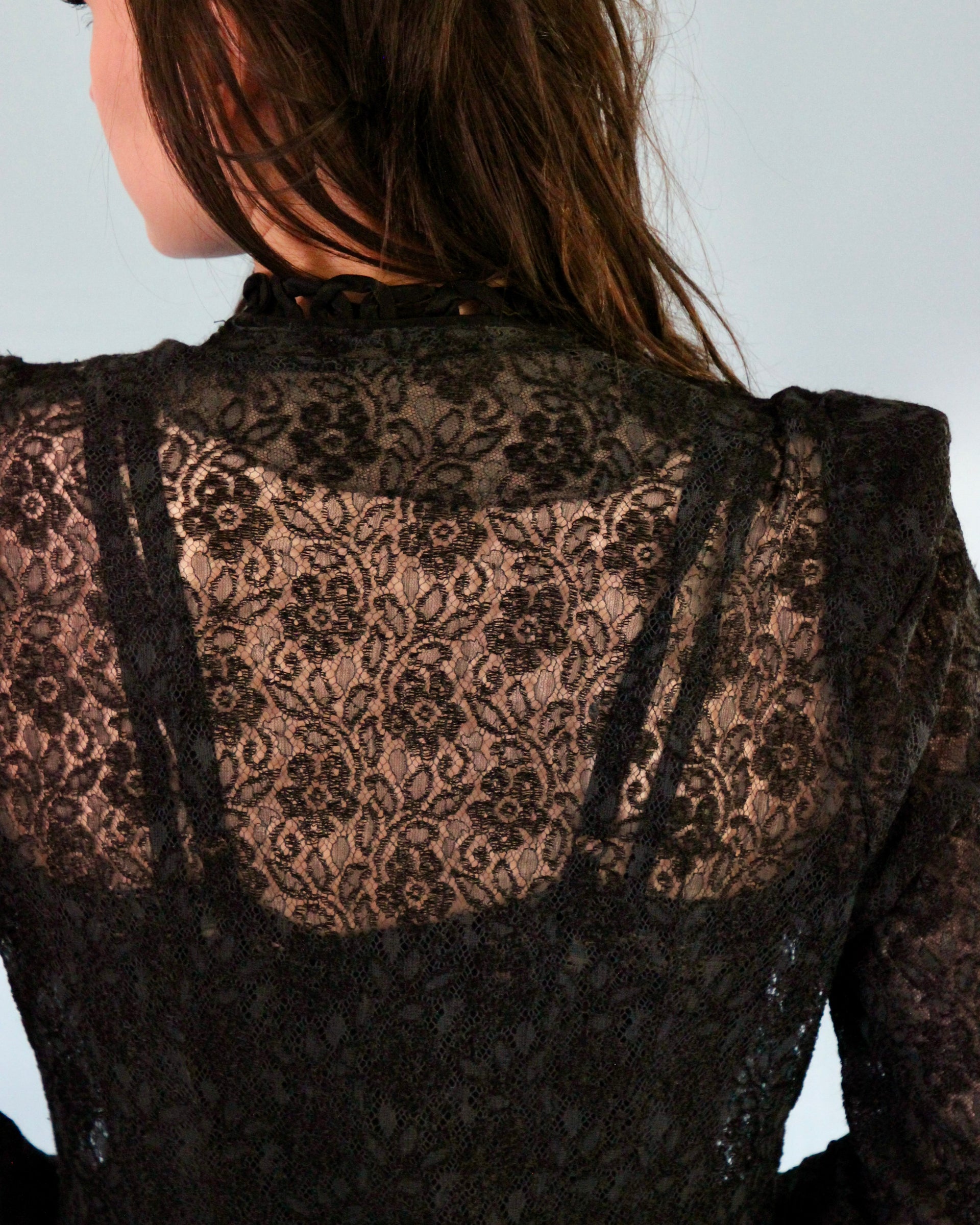 Antique Edwardian Black Lace Dress // Size S