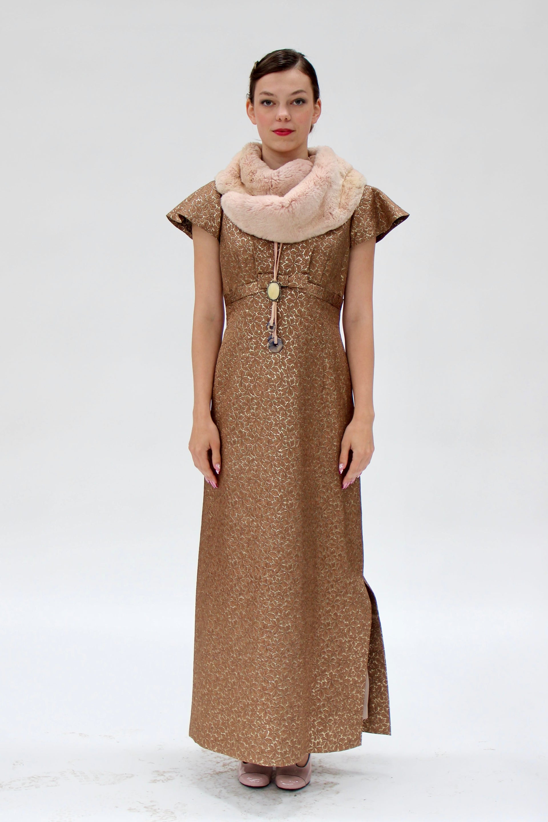 1960s Vintage Brocade Maxi Dress // Size S/M