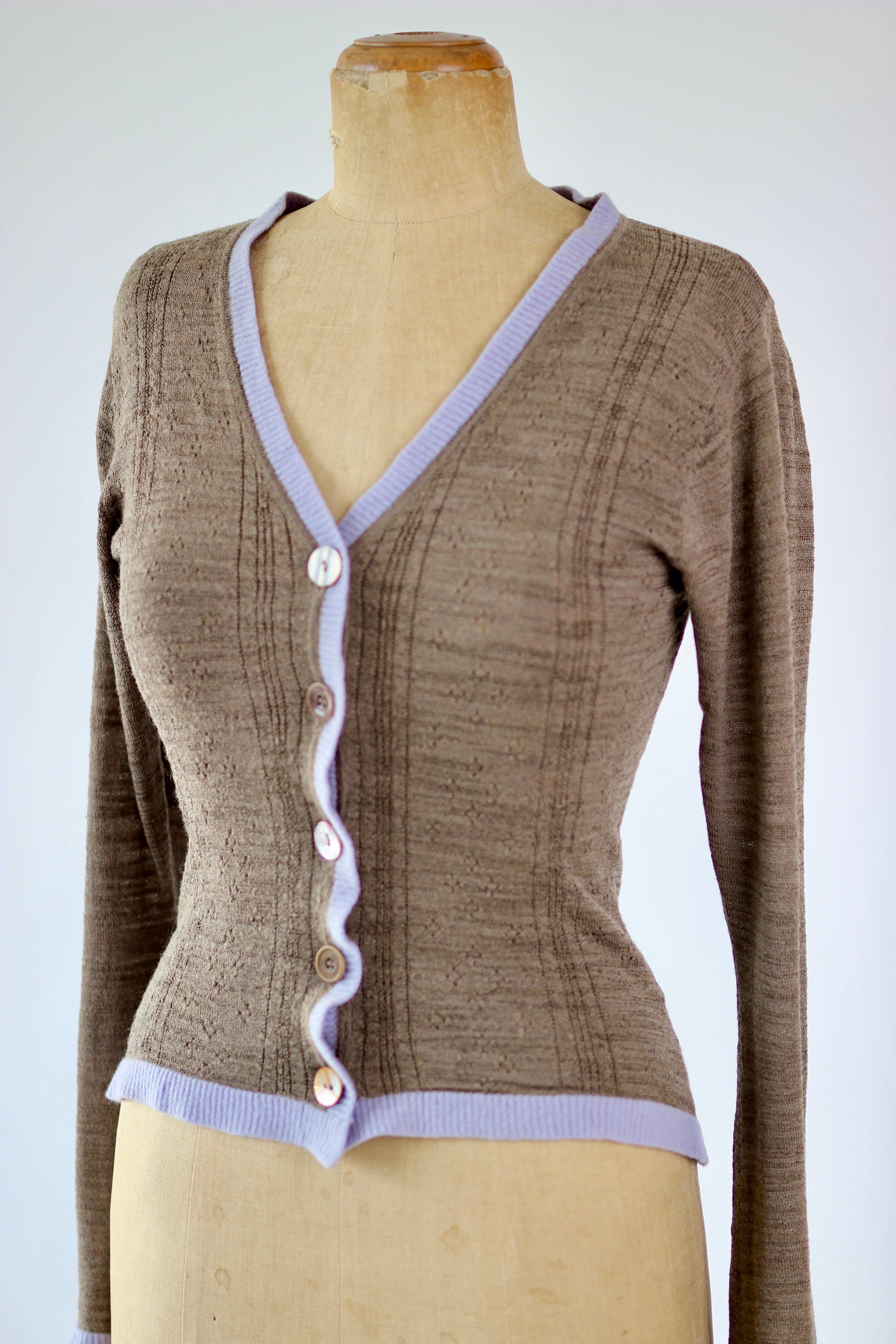 Y2K Vintage Brown Knitted Cardigan//Danish Design//Size S