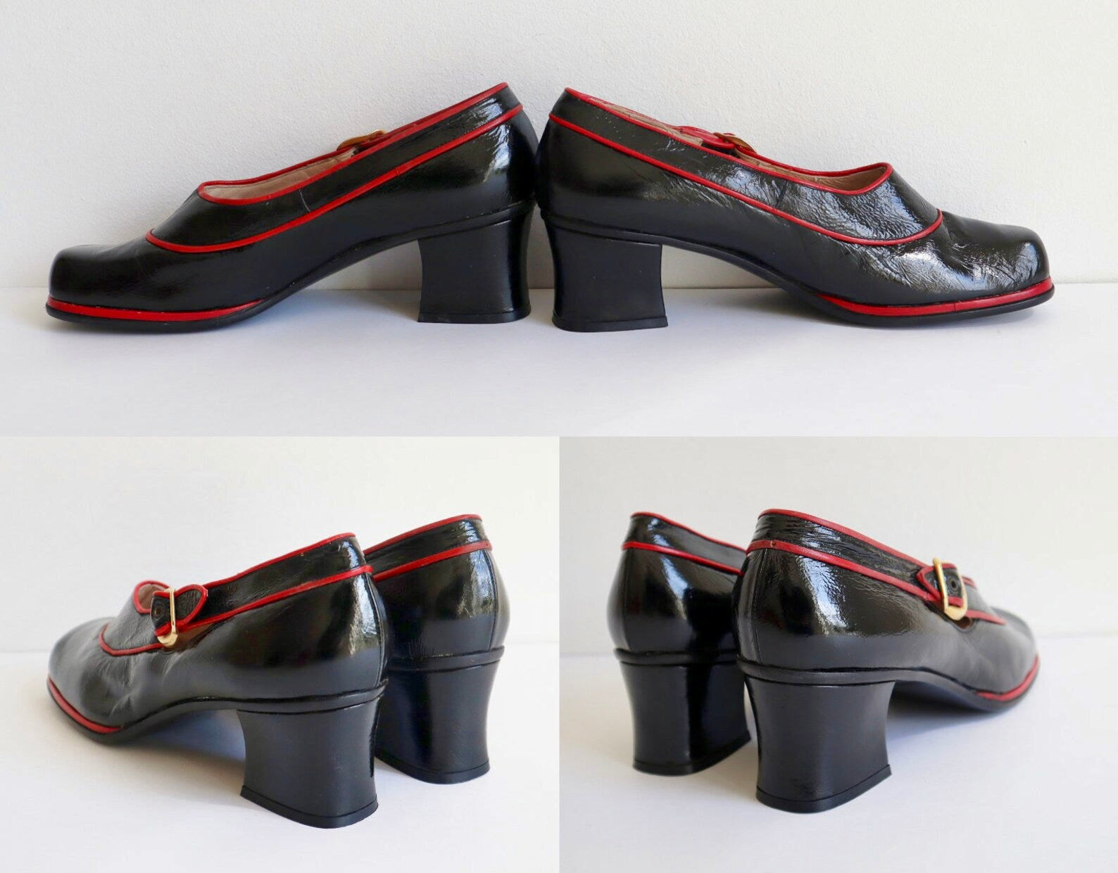 1960s Vintage Black Patent Leather Shoes