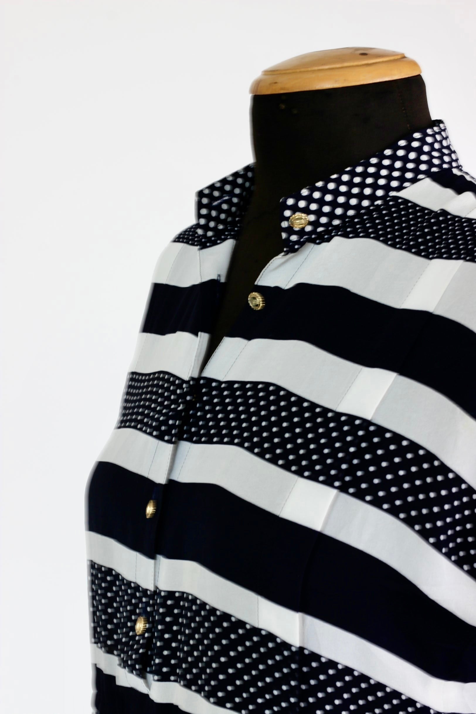 Vintage White and Navy Blue Dress//Size L