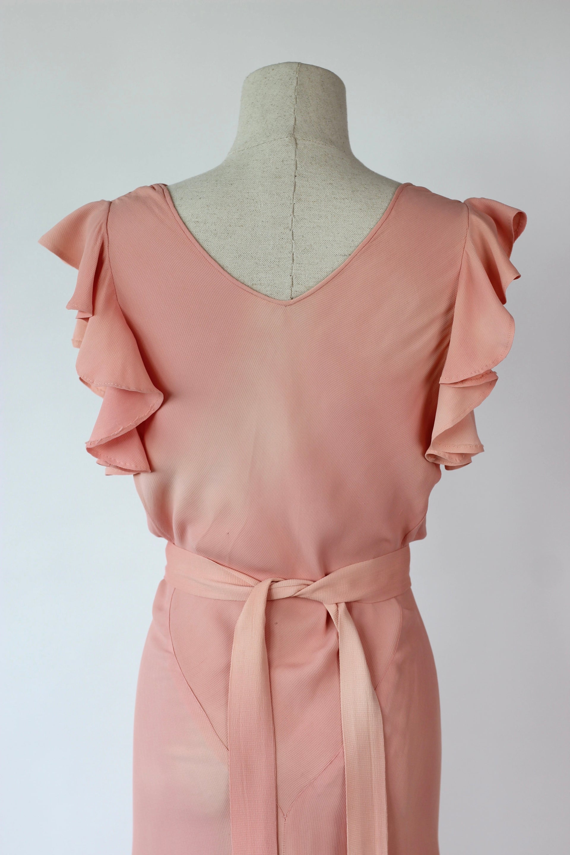 1930s Rose Rayon Dress//Size S/M