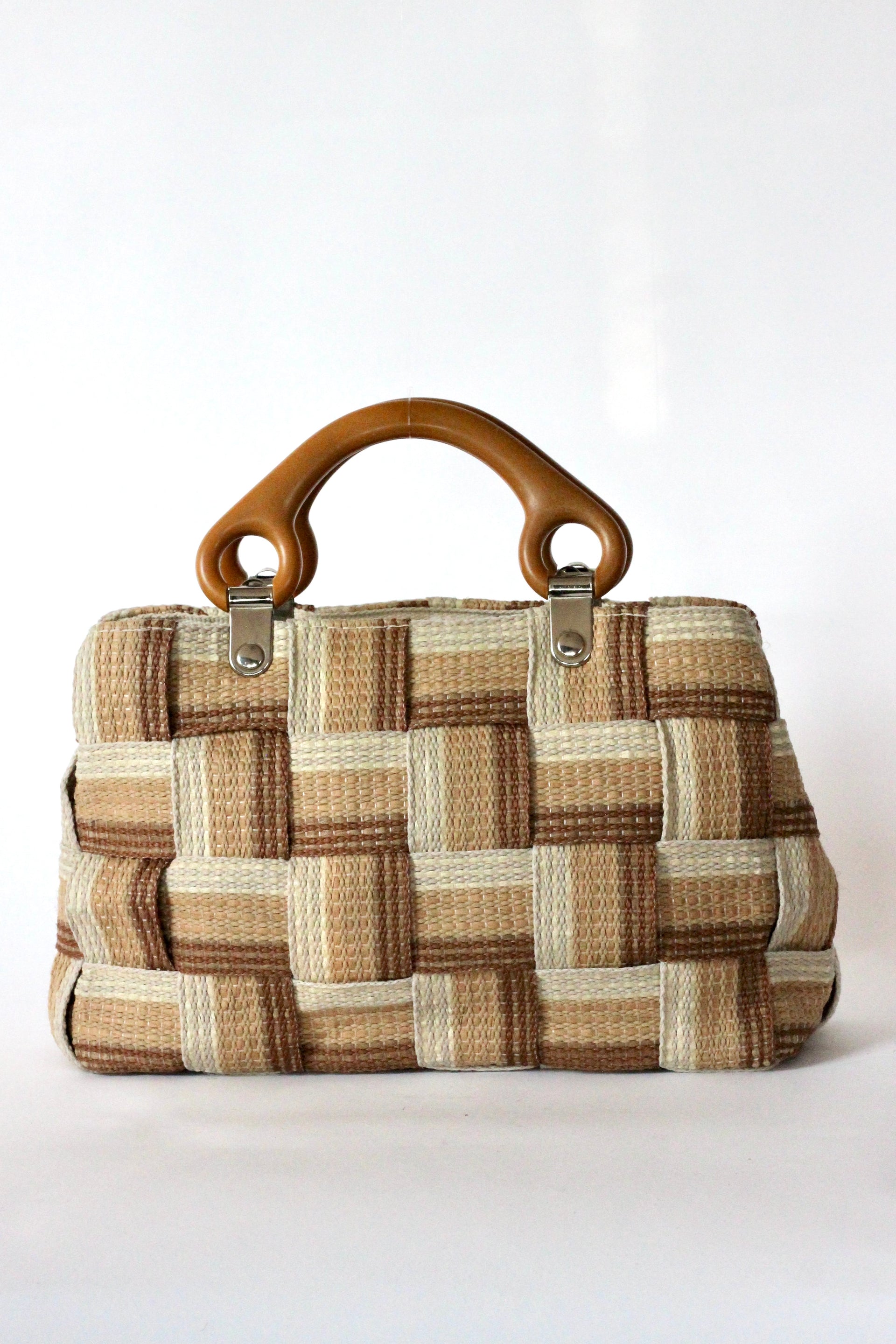 1960s Vintage Italien Bag in Striped Grosgrain